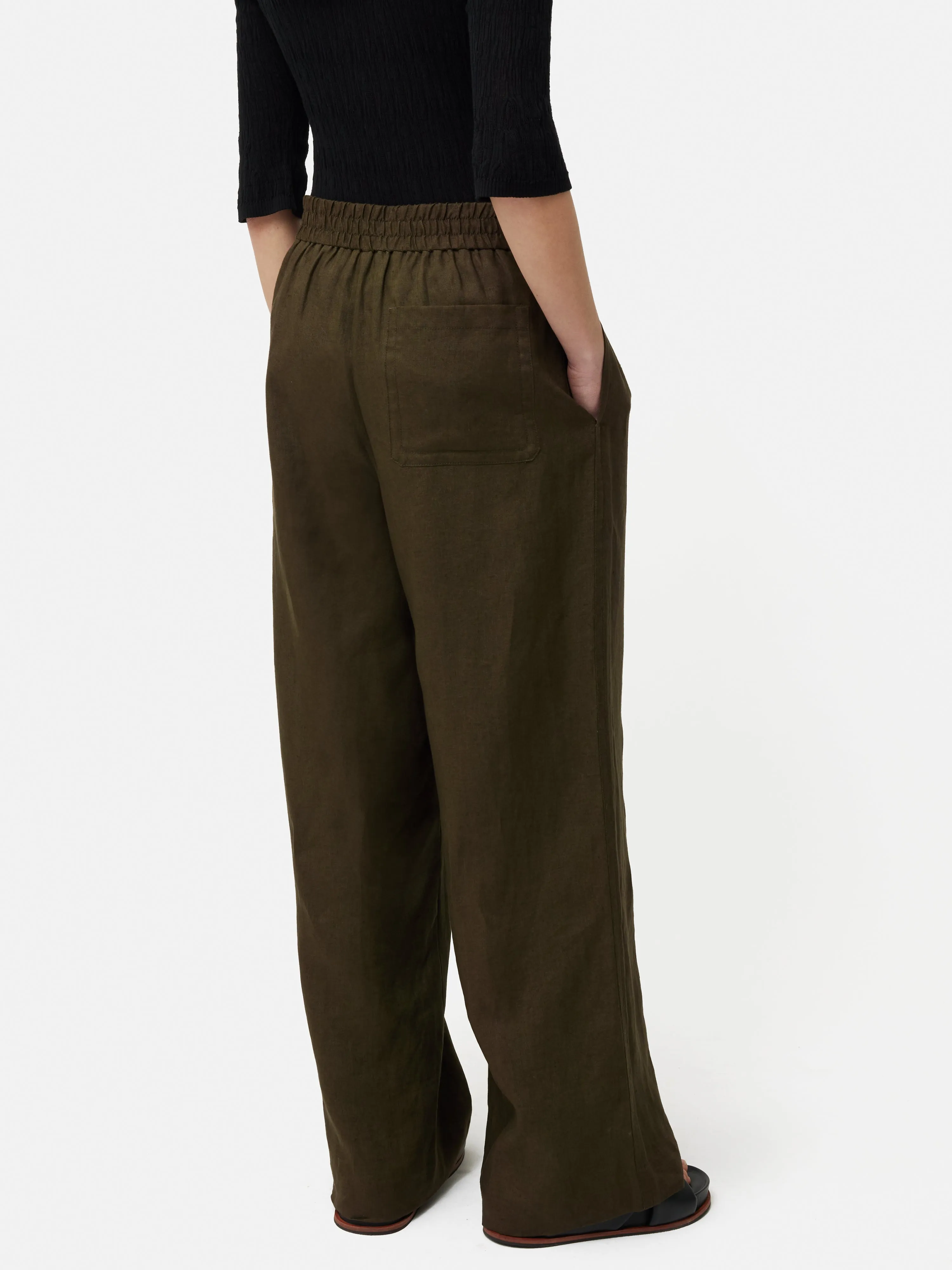 Linen Wide Leg Trouser | Green sold by Jigsaw product image thumbnail 5