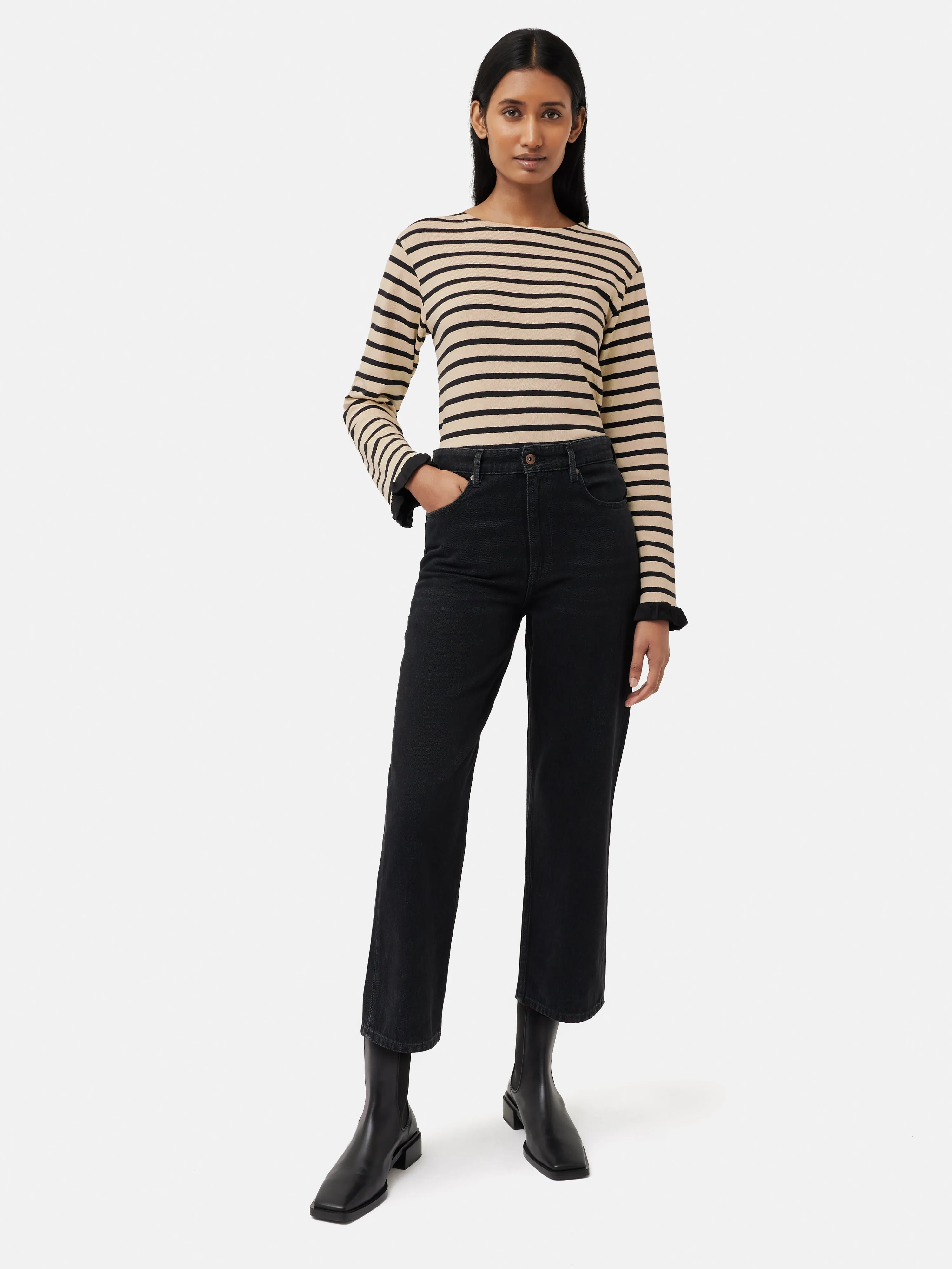 Satin Cuff Breton Top | Black sold by Jigsaw product image thumbnail 2