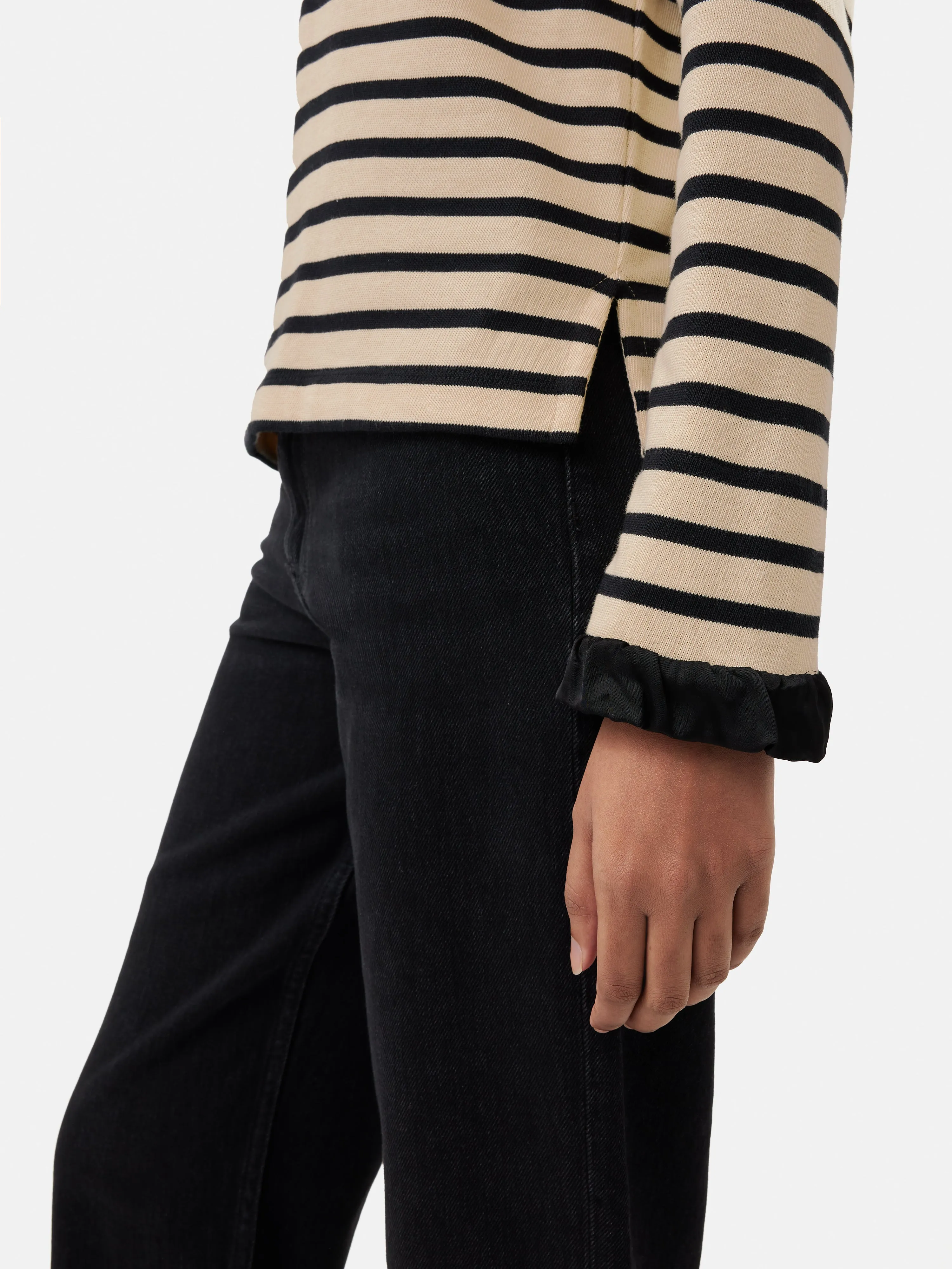 Satin Cuff Breton Top | Black sold by Jigsaw product image thumbnail 4