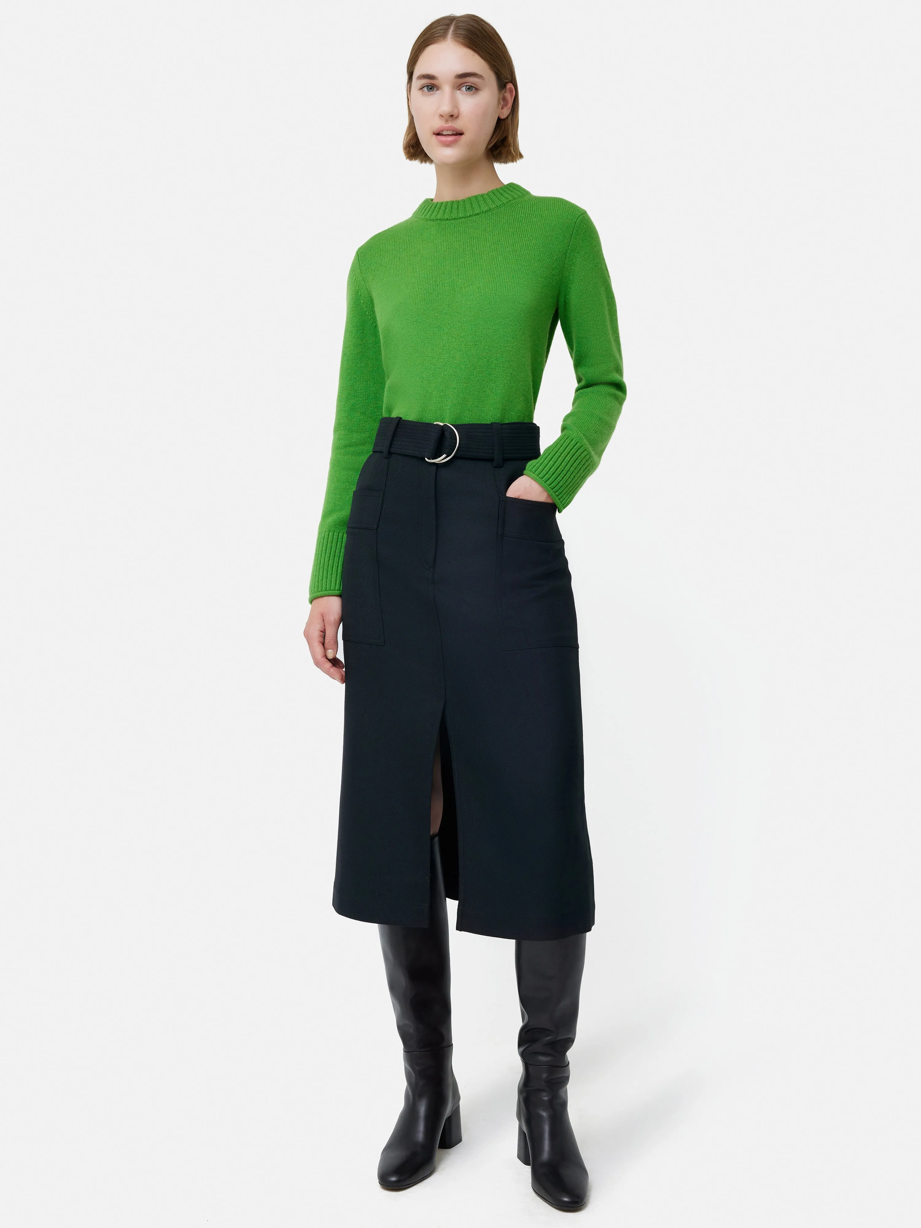 Wool Belted Utility Skirt | Navy sold by Jigsaw product image thumbnail 2