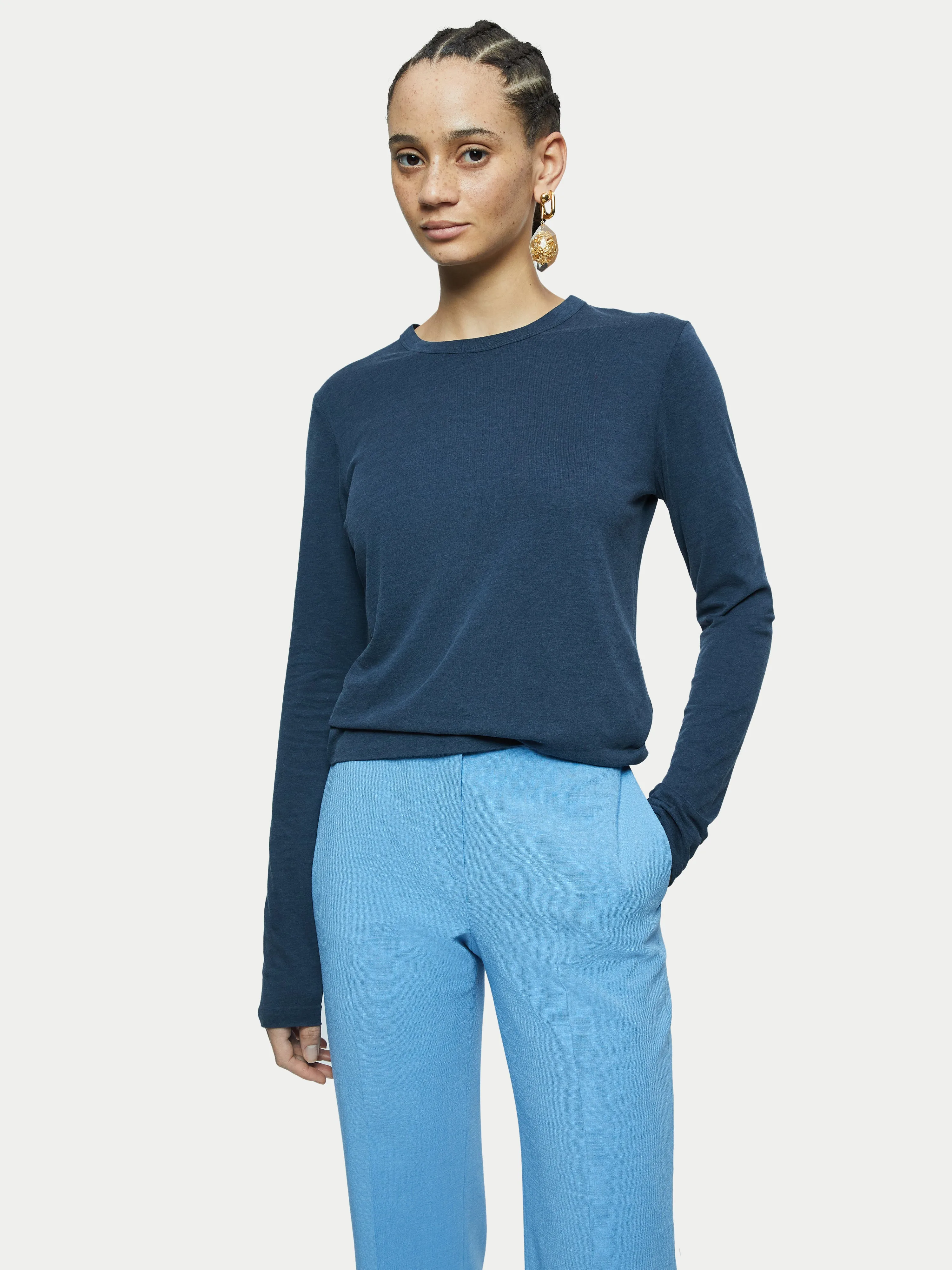 Sueded Jersey Long Sleeve Tee | Grey sold by Jigsaw product image thumbnail 3