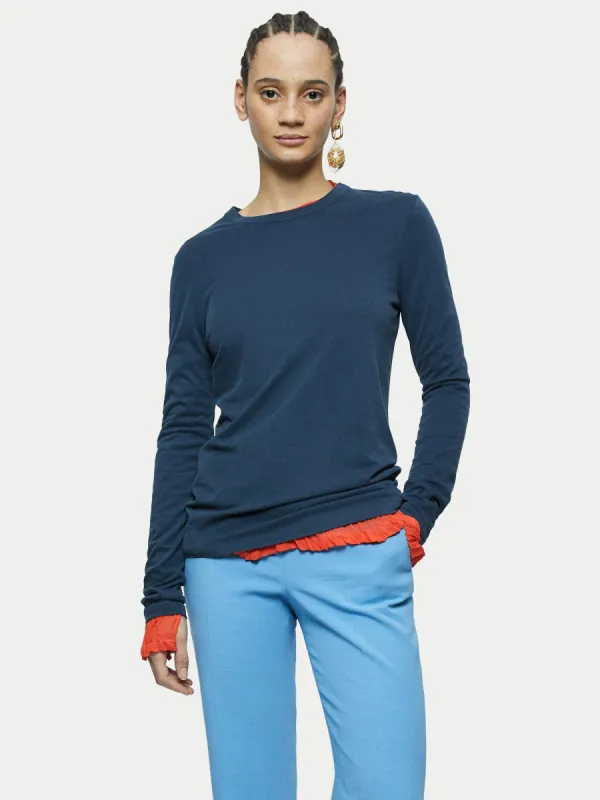 Sueded Jersey Long Sleeve Tee | Grey sold by Jigsaw