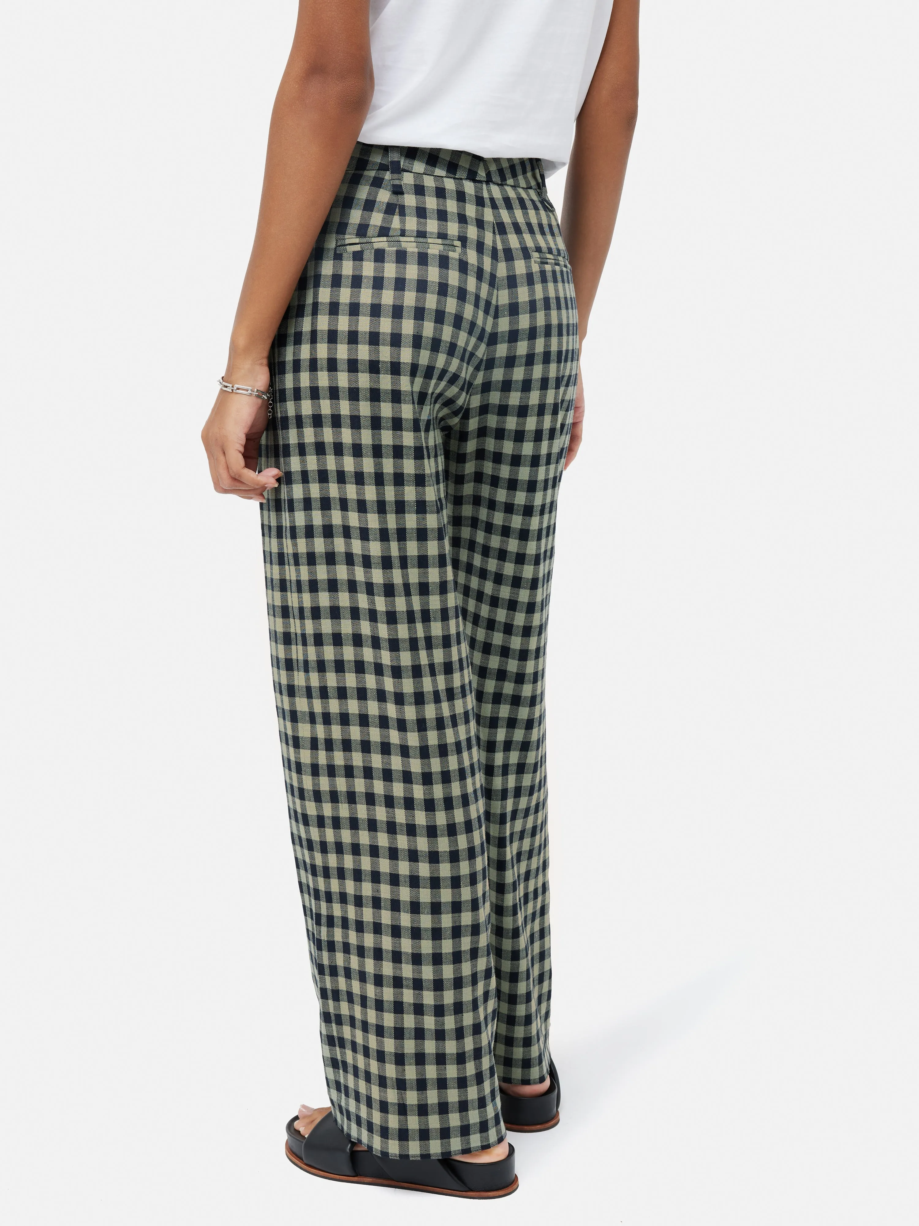 Linen Check Dale Trouser | Green sold by Jigsaw product image thumbnail 4