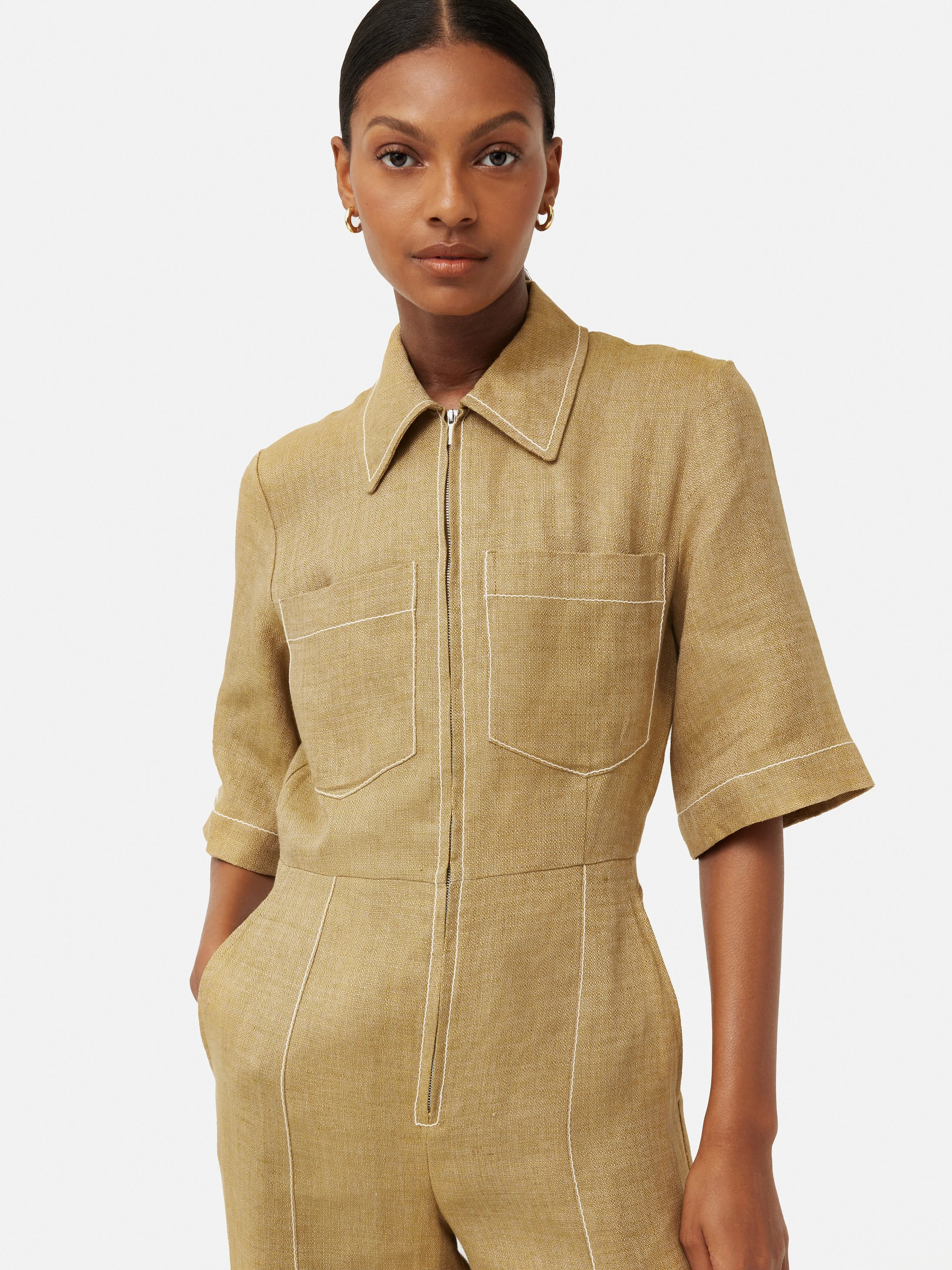 Linen Wide Leg Jumpsuit | Neutral sold by Jigsaw product image thumbnail 2