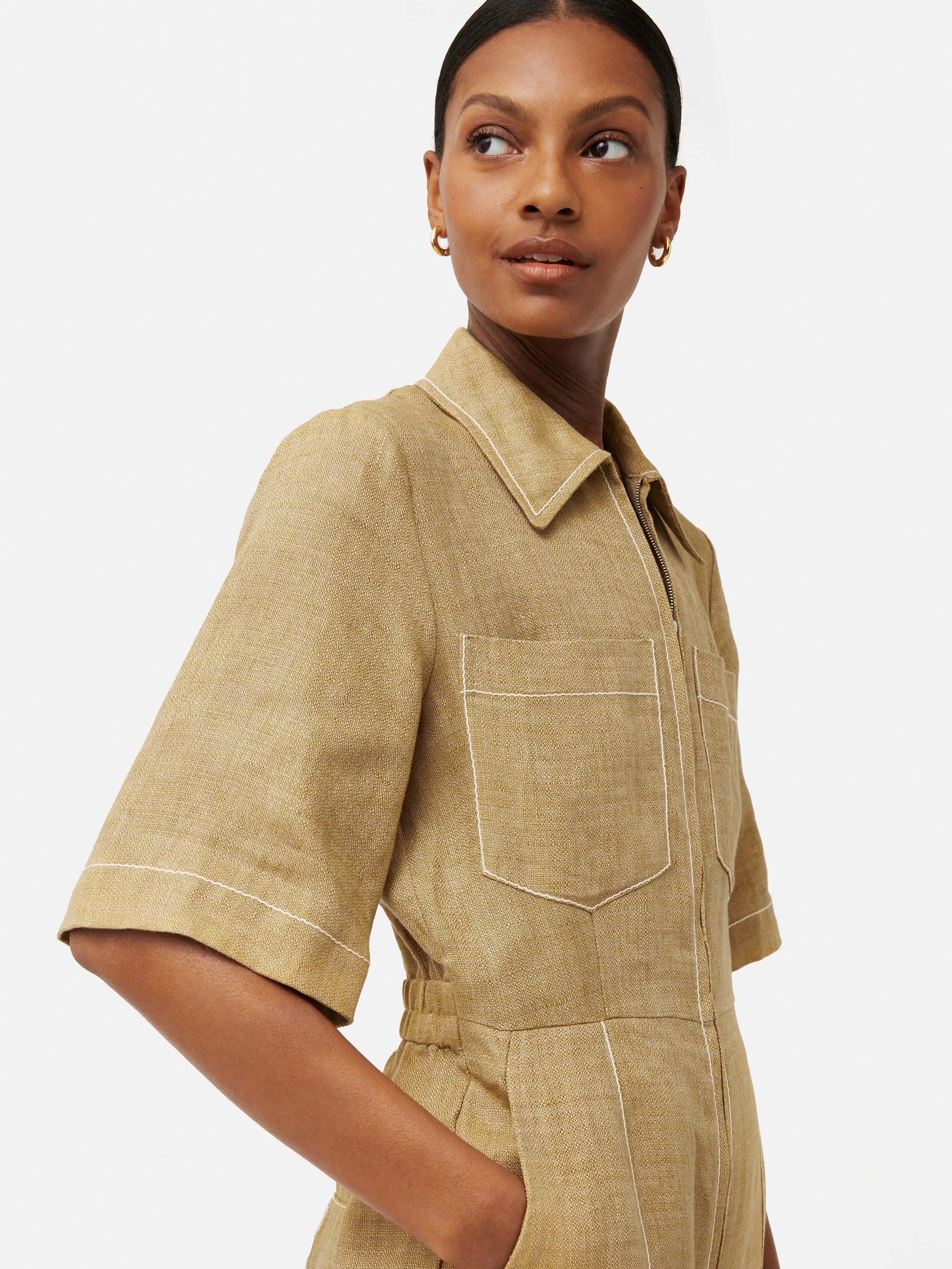 Linen Wide Leg Jumpsuit | Neutral sold by Jigsaw product image thumbnail 3