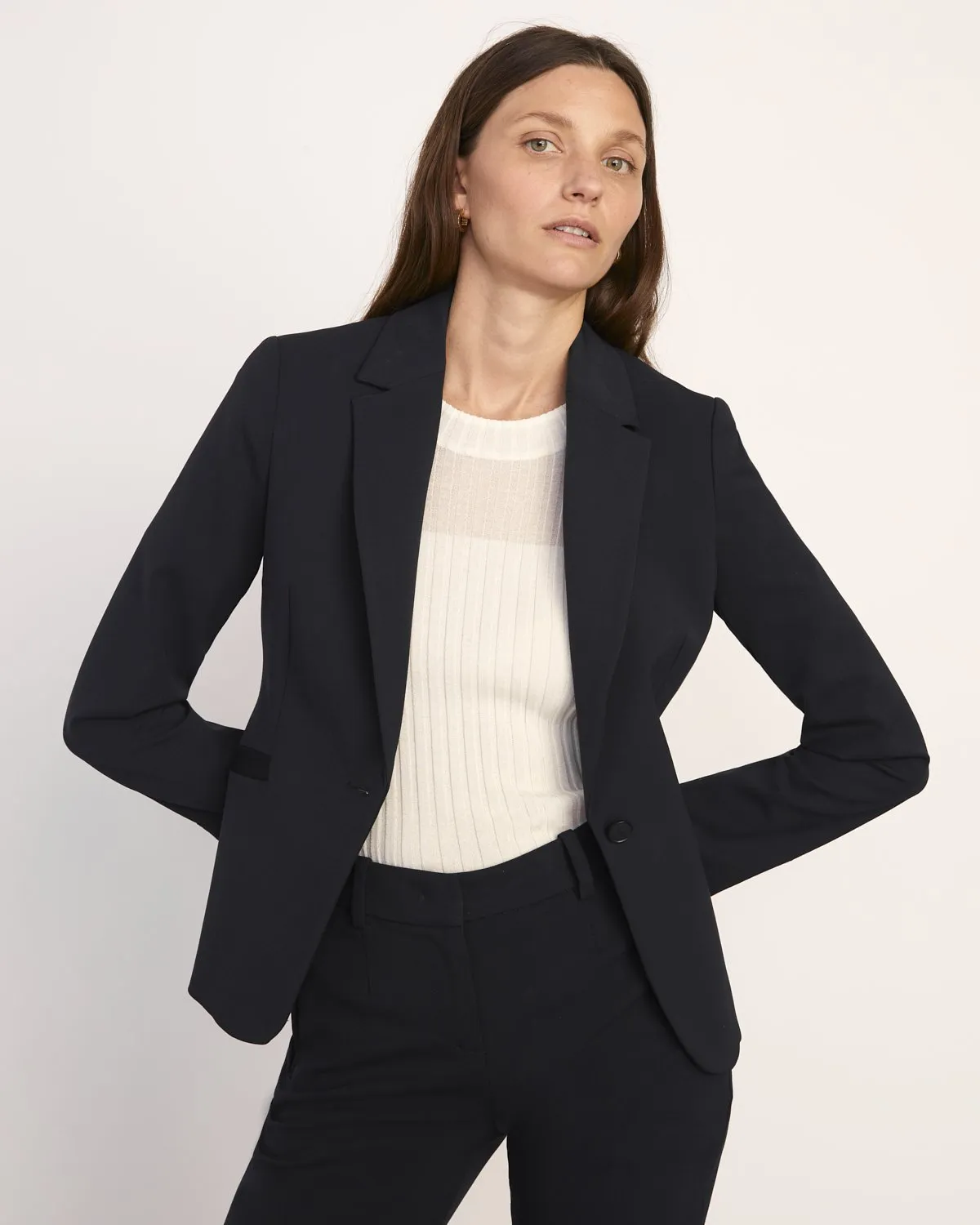 Italian Wool Stretch Paris Jacket | Navy sold by Jigsaw product image thumbnail 3