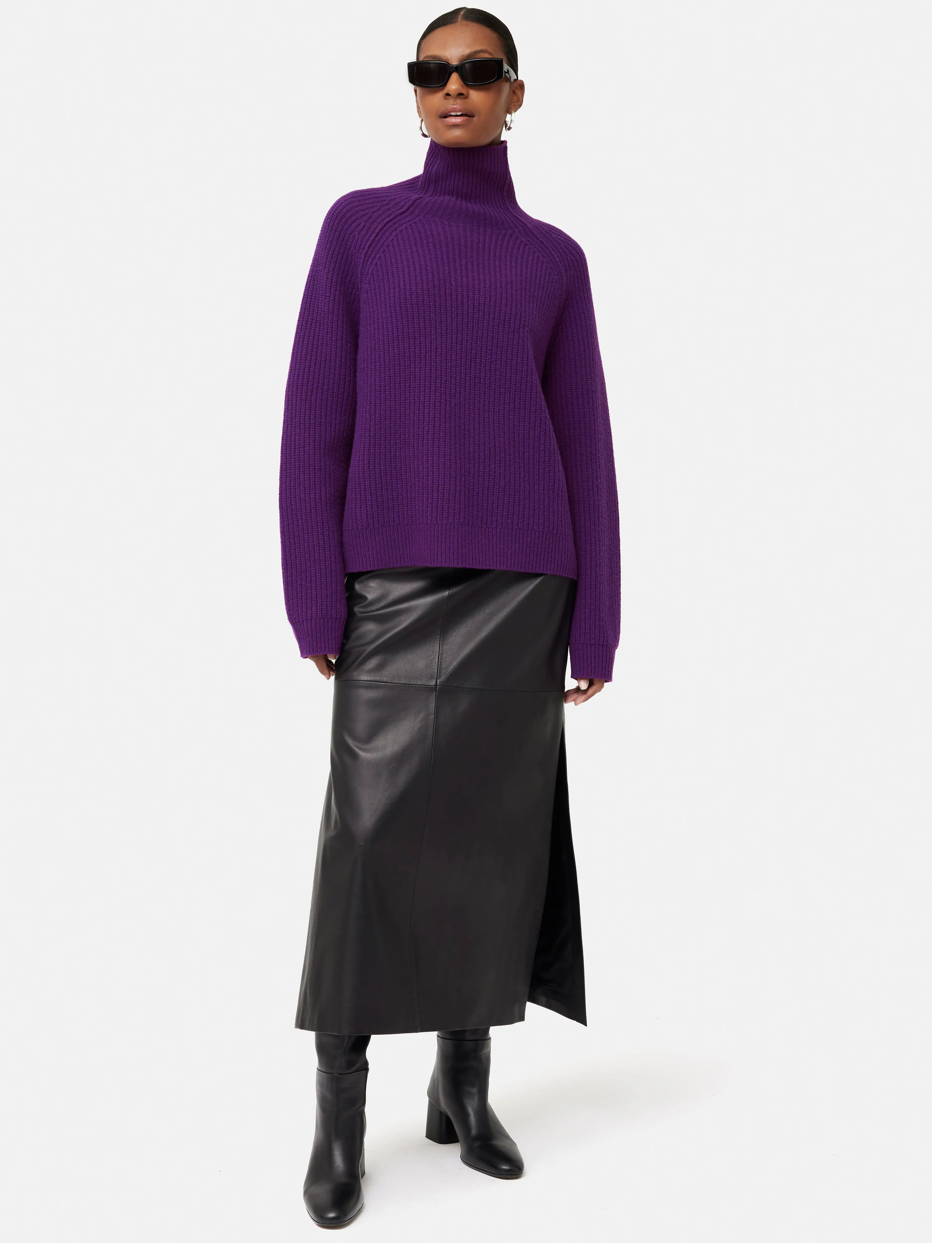 Merino Fishermans Rib Jumper | Purple sold by Jigsaw product image thumbnail 3