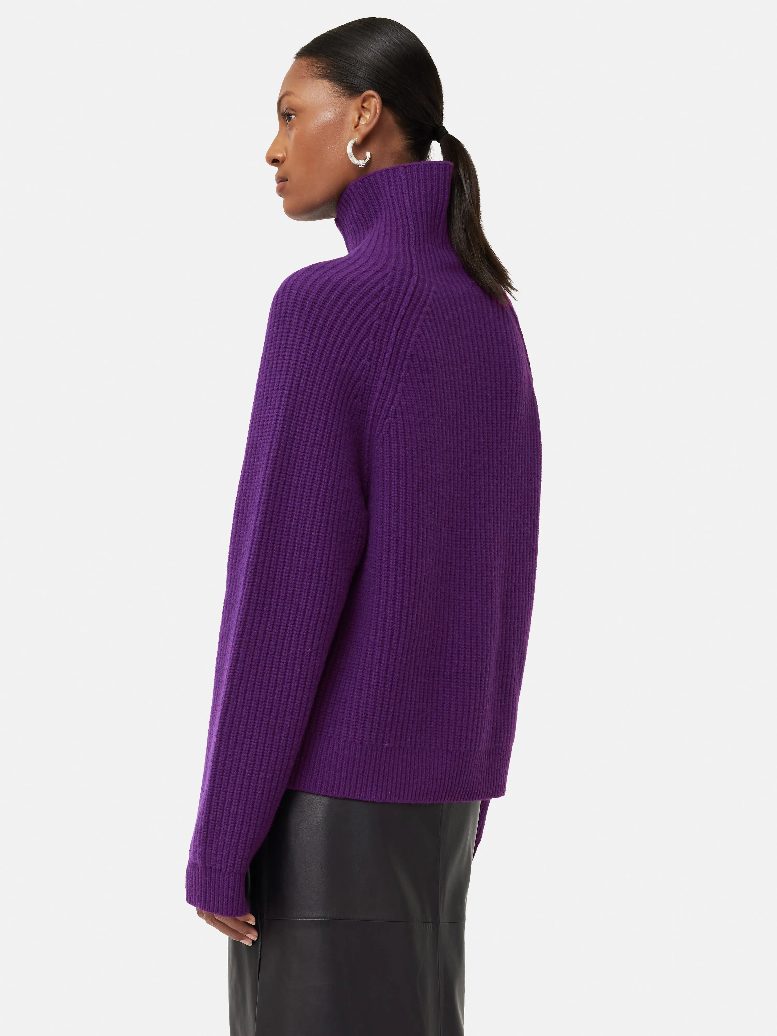 Merino Fishermans Rib Jumper | Purple sold by Jigsaw product image thumbnail 5