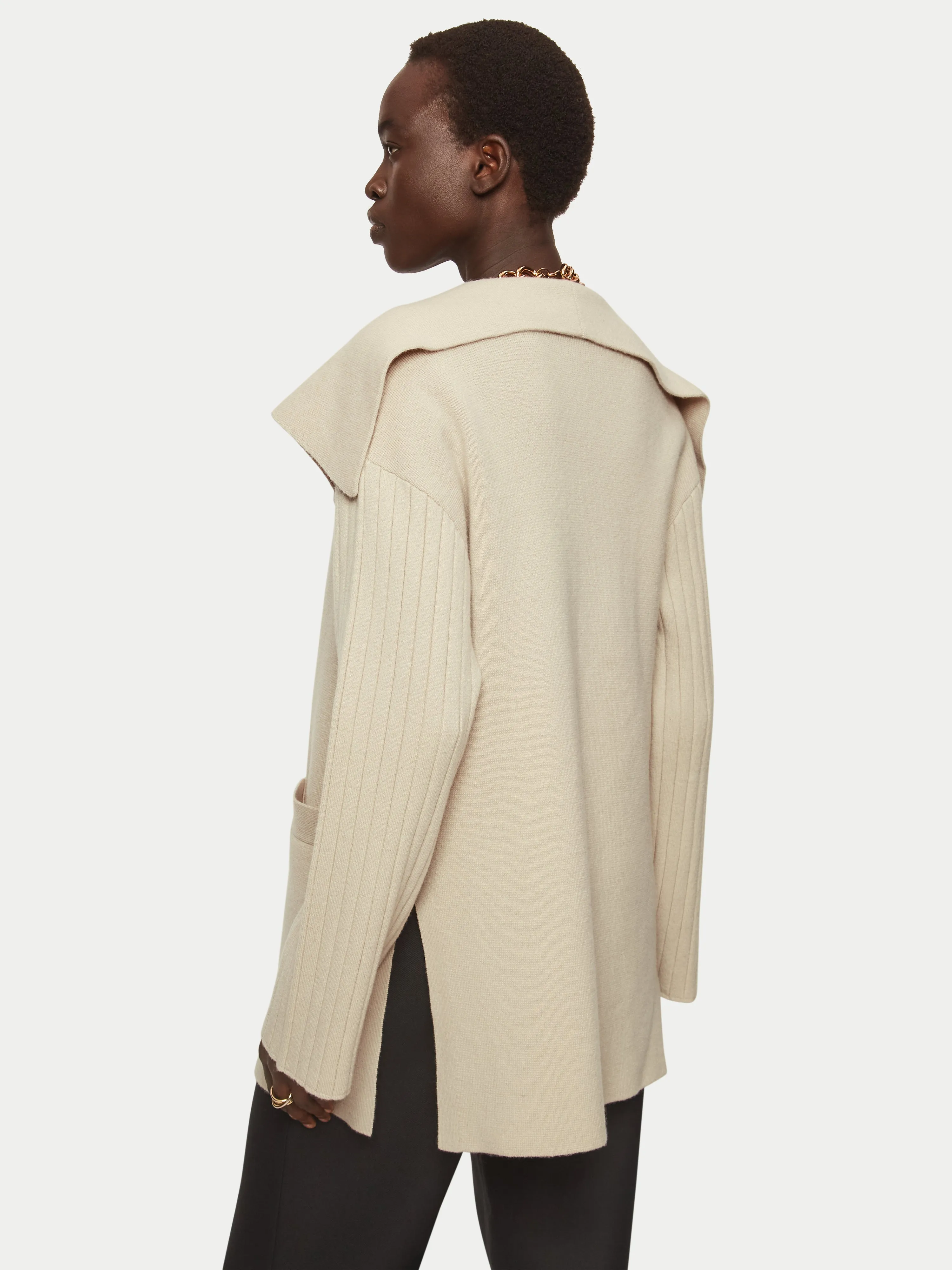 Milano Drape Collar Cardigan | Beige sold by Jigsaw product image thumbnail 5