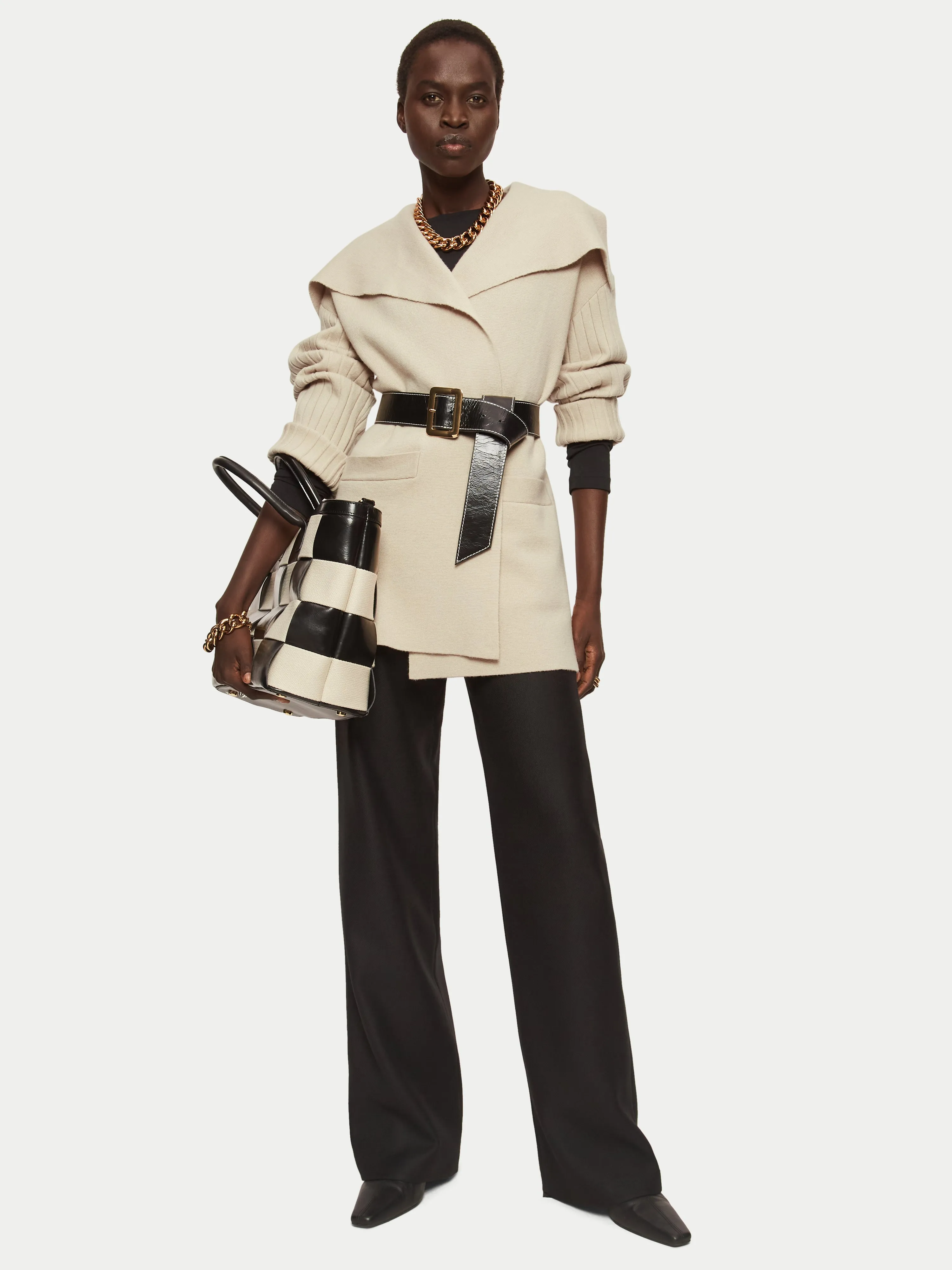 Milano Drape Collar Cardigan | Beige sold by Jigsaw product image thumbnail 3