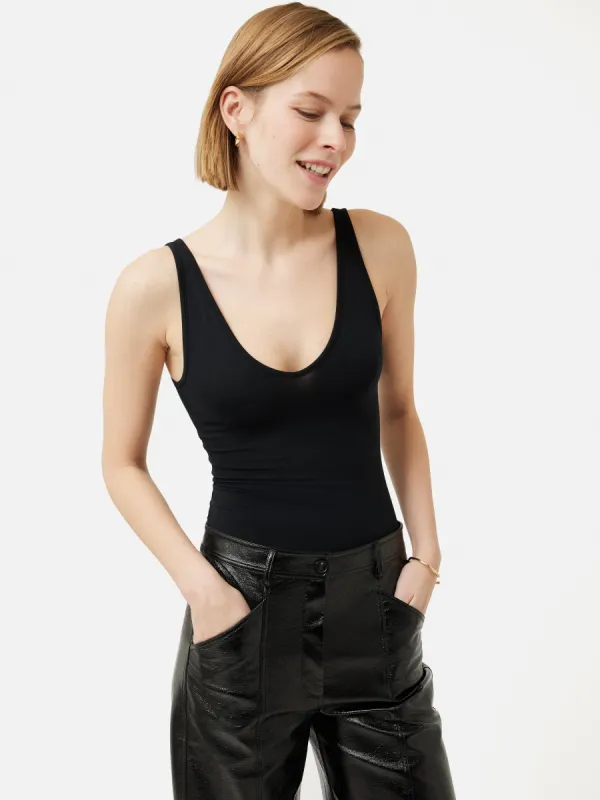 V Neck Sleeveless Vest | Black sold by Jigsaw