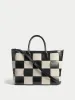 Amara Checker Woven Tote | Black sold by Jigsaw