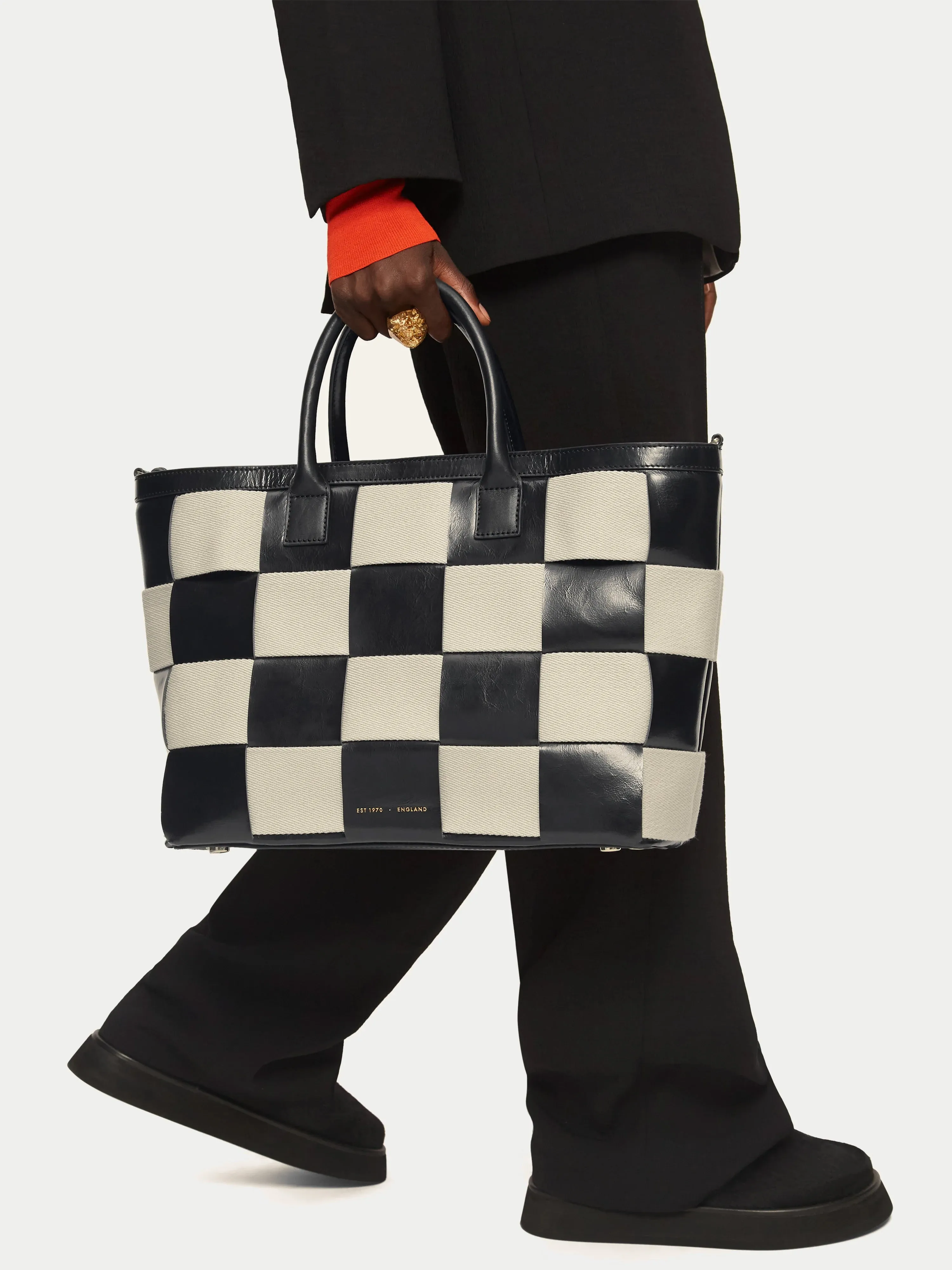 Amara Checker Woven Tote | Black sold by Jigsaw product image thumbnail 4