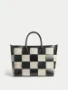 Amara Checker Woven Tote | Black sold by Jigsaw