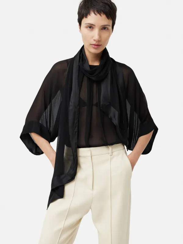 Crinkle Viscose Scarf Top | Black sold by Jigsaw