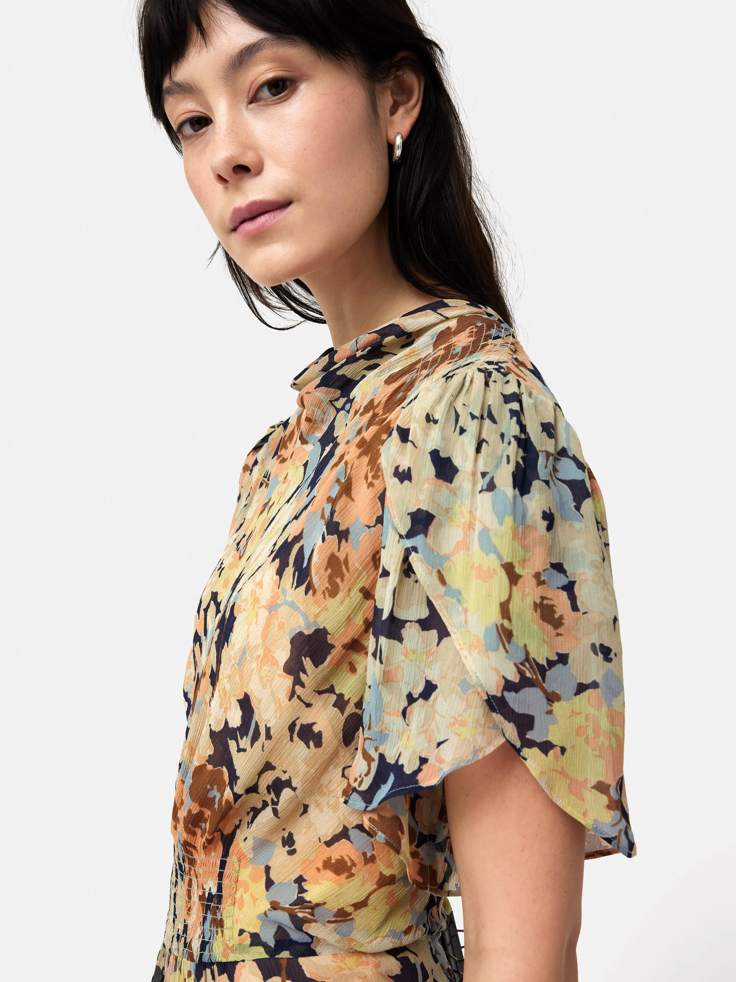 Sheer Petal Crinkle Dress | Peach sold by Jigsaw product image thumbnail 2