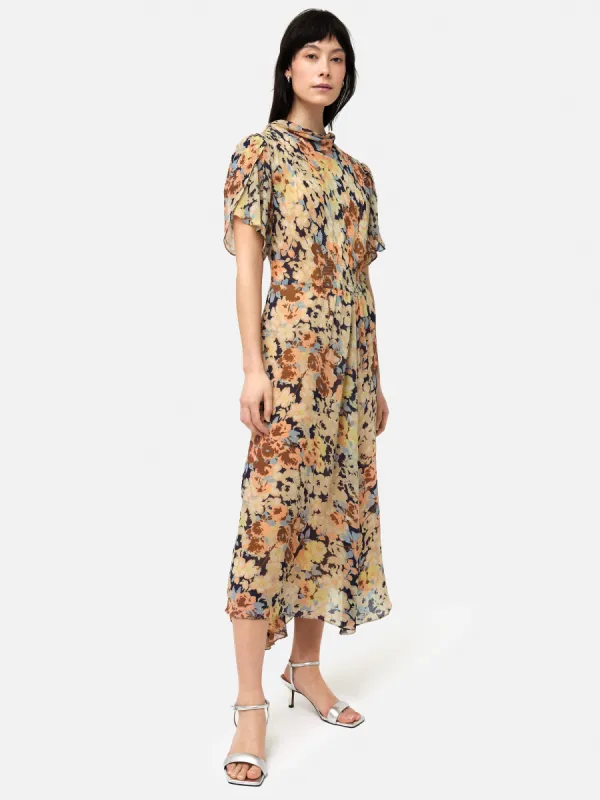 Sheer Petal Crinkle Dress | Peach sold by Jigsaw