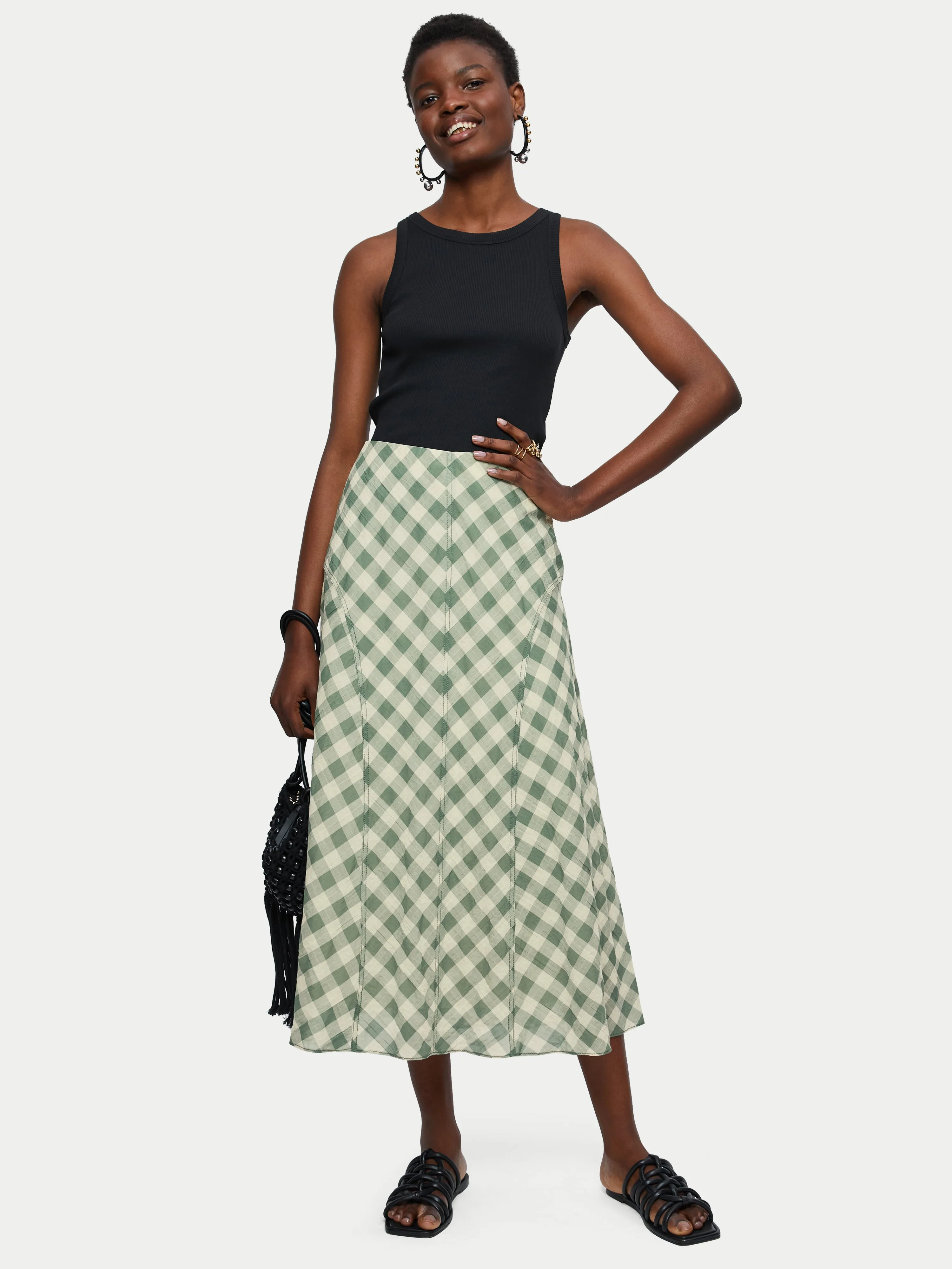 Cotton Gingham Maxi Skirt | Green sold by Jigsaw product image thumbnail 3