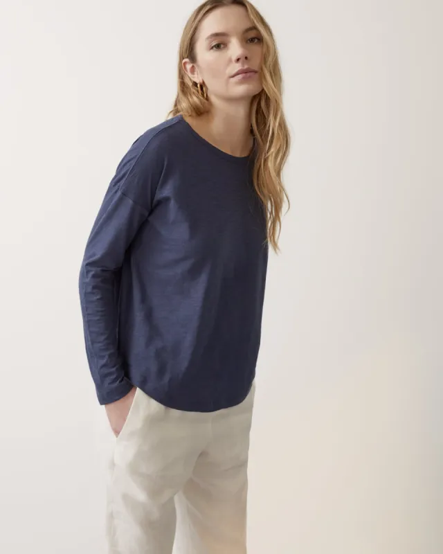 Cotton Slub Boyfriend Tee | Petrol sold by Jigsaw