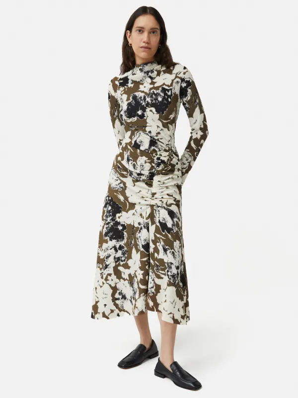 Floral Echo Ruched Dress | Khaki sold by Jigsaw