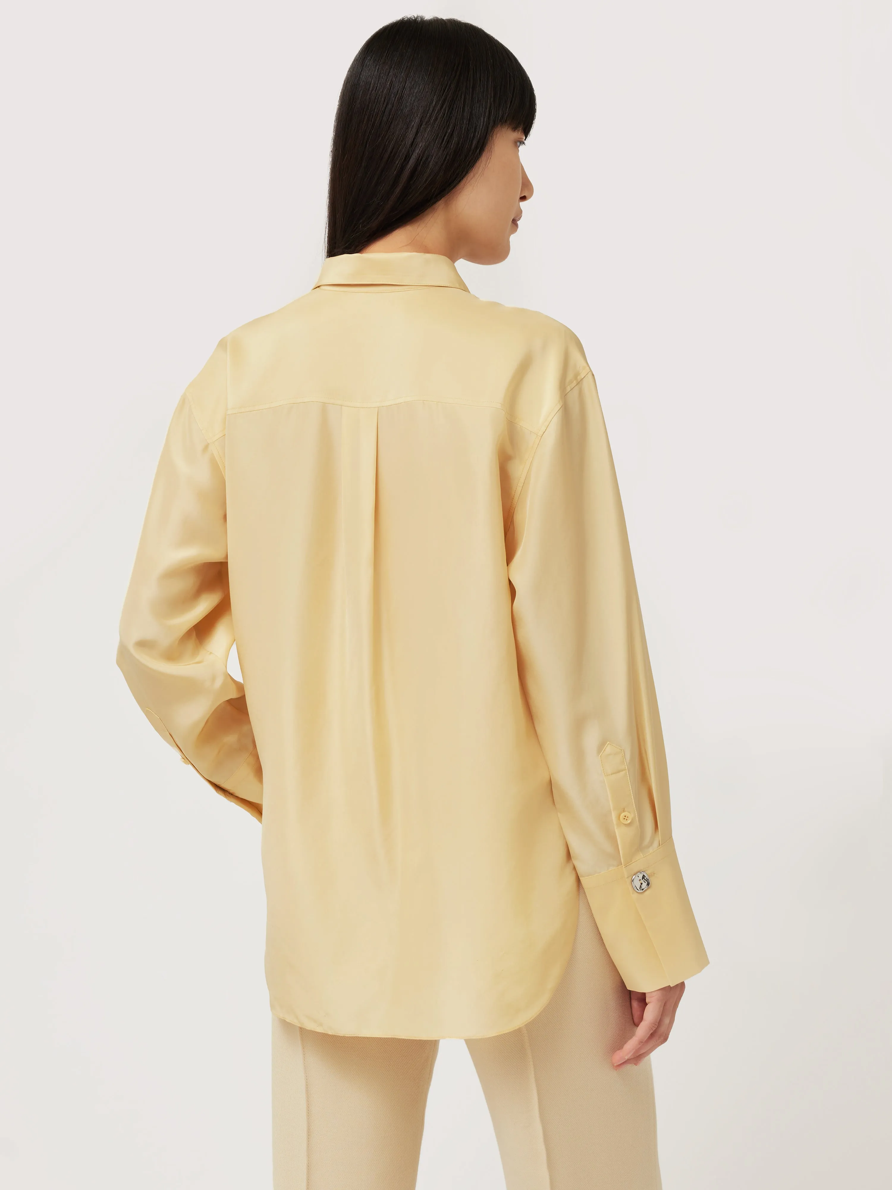 Military Habotai Silk Shirt | Cream sold by Jigsaw product image thumbnail 5