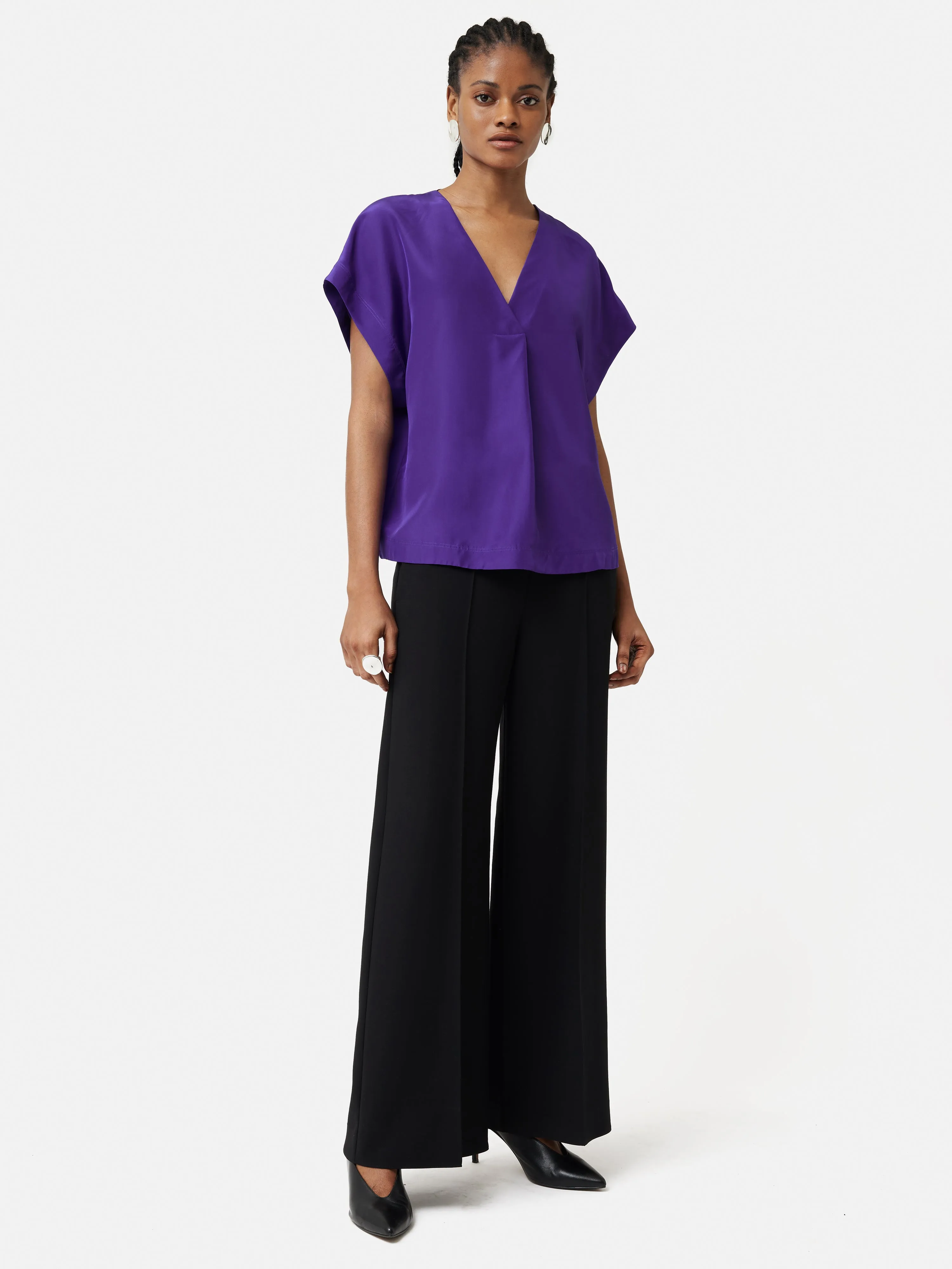 Silk Habotai V Neck Top | Purple sold by Jigsaw product image thumbnail 4
