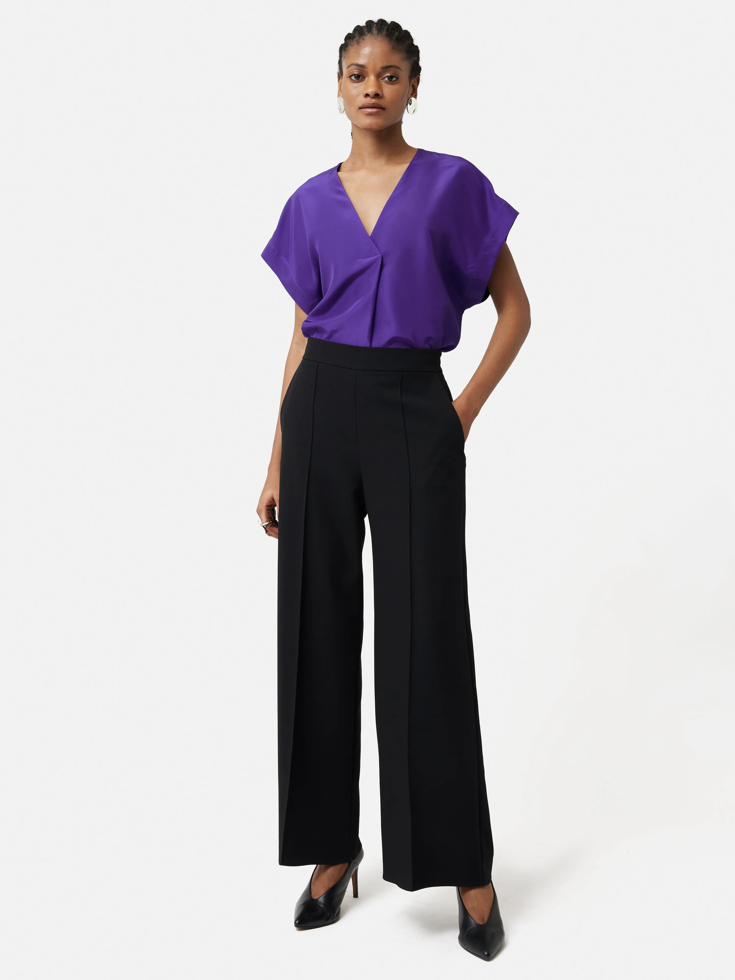 Silk Habotai V Neck Top | Purple sold by Jigsaw product image thumbnail 3