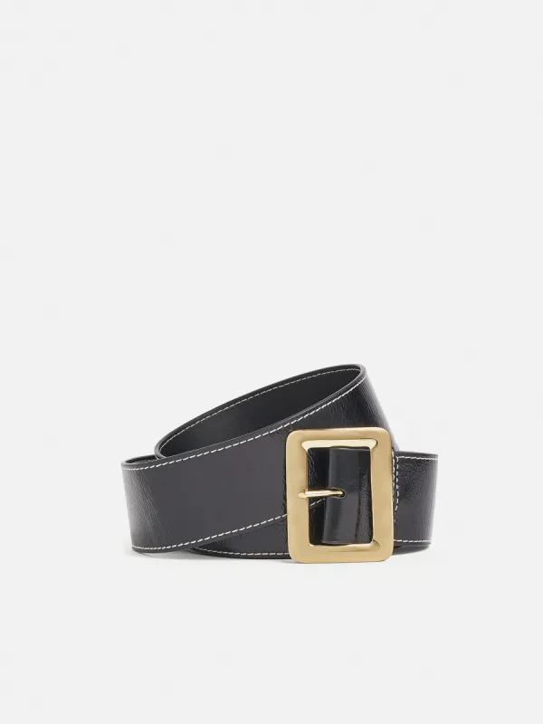 Zoey Patent Leather Belt | Black sold by Jigsaw