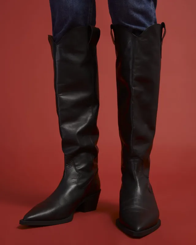 Marlo Western Boot Leather | Black sold by Jigsaw