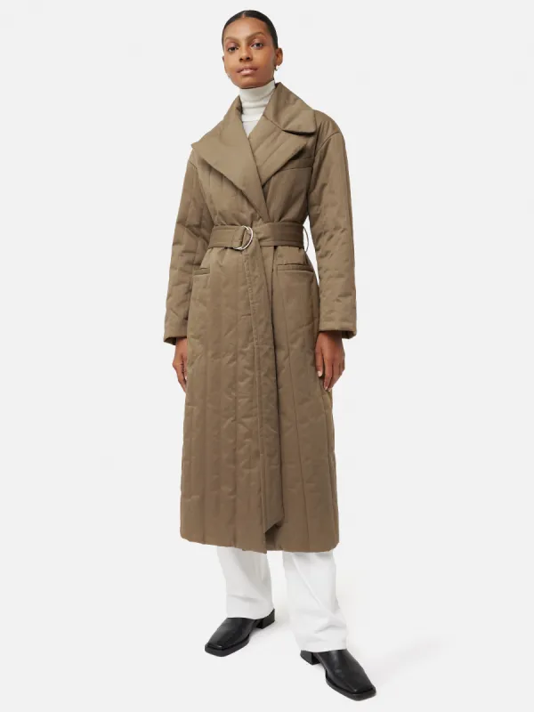 Freya Quilted Trench Coat | Khaki made by Jigsaw