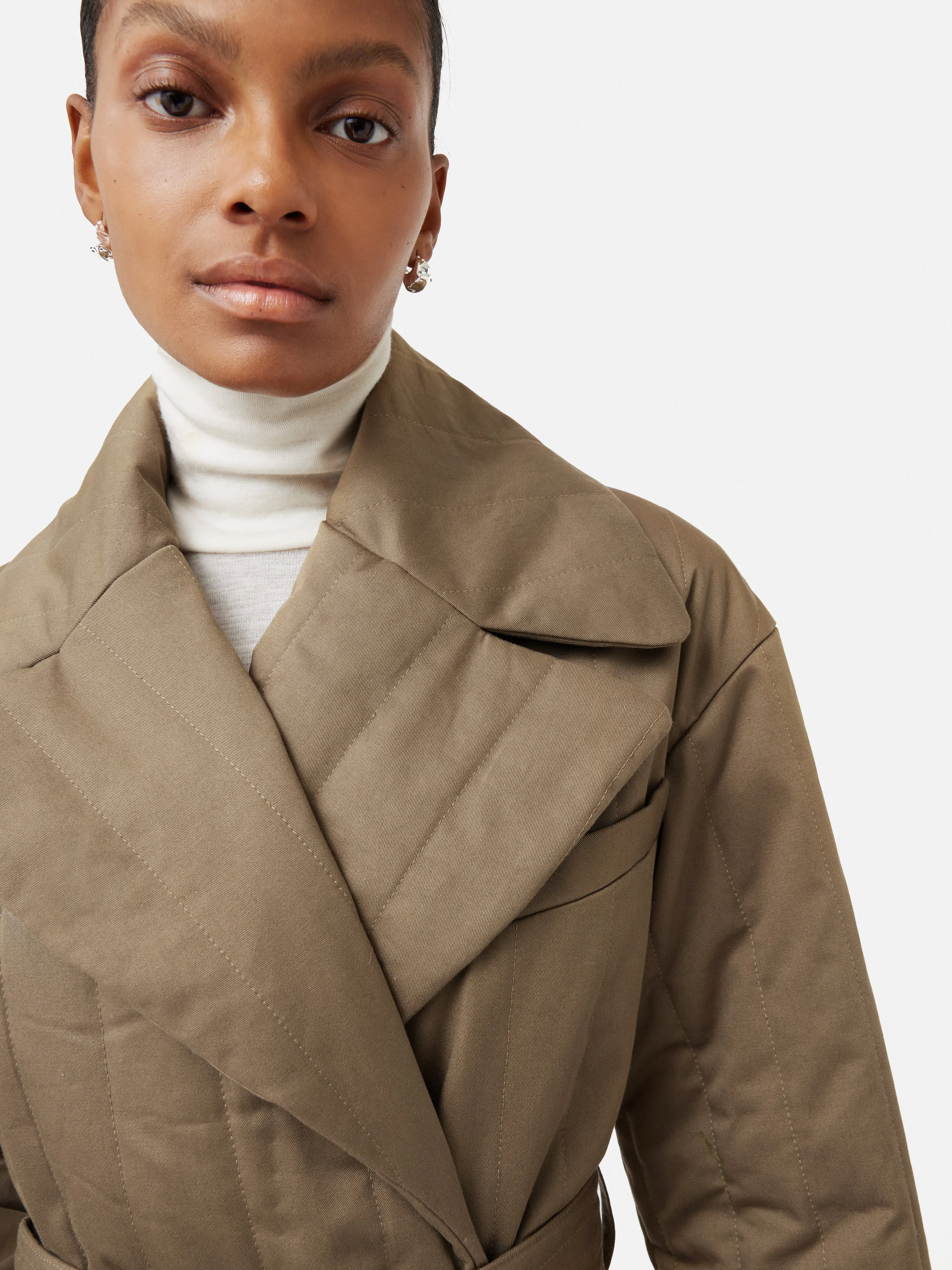 Freya Quilted Trench Coat | Khaki sold by Jigsaw product image thumbnail 2