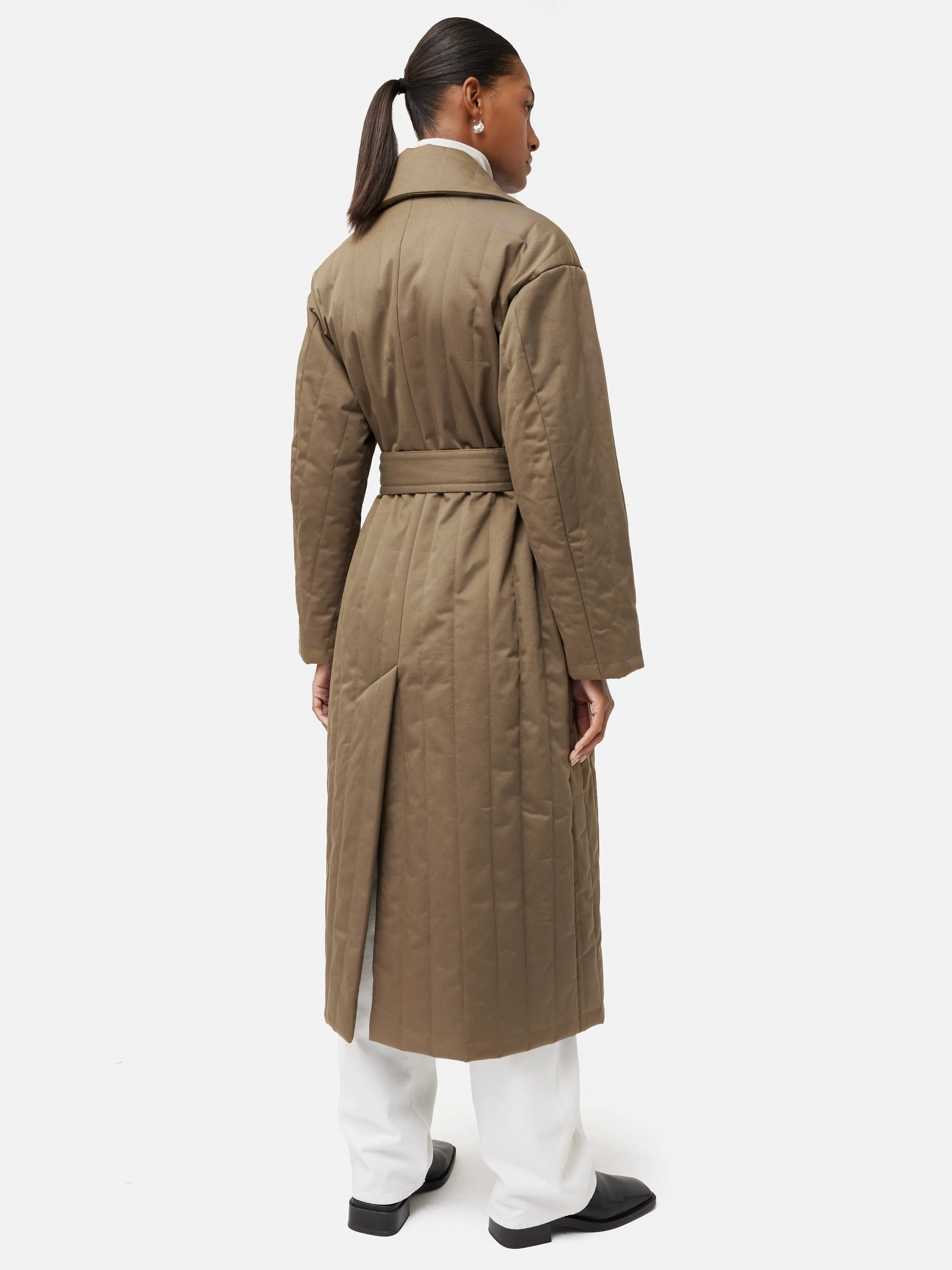 Freya Quilted Trench Coat | Khaki sold by Jigsaw product image thumbnail 4