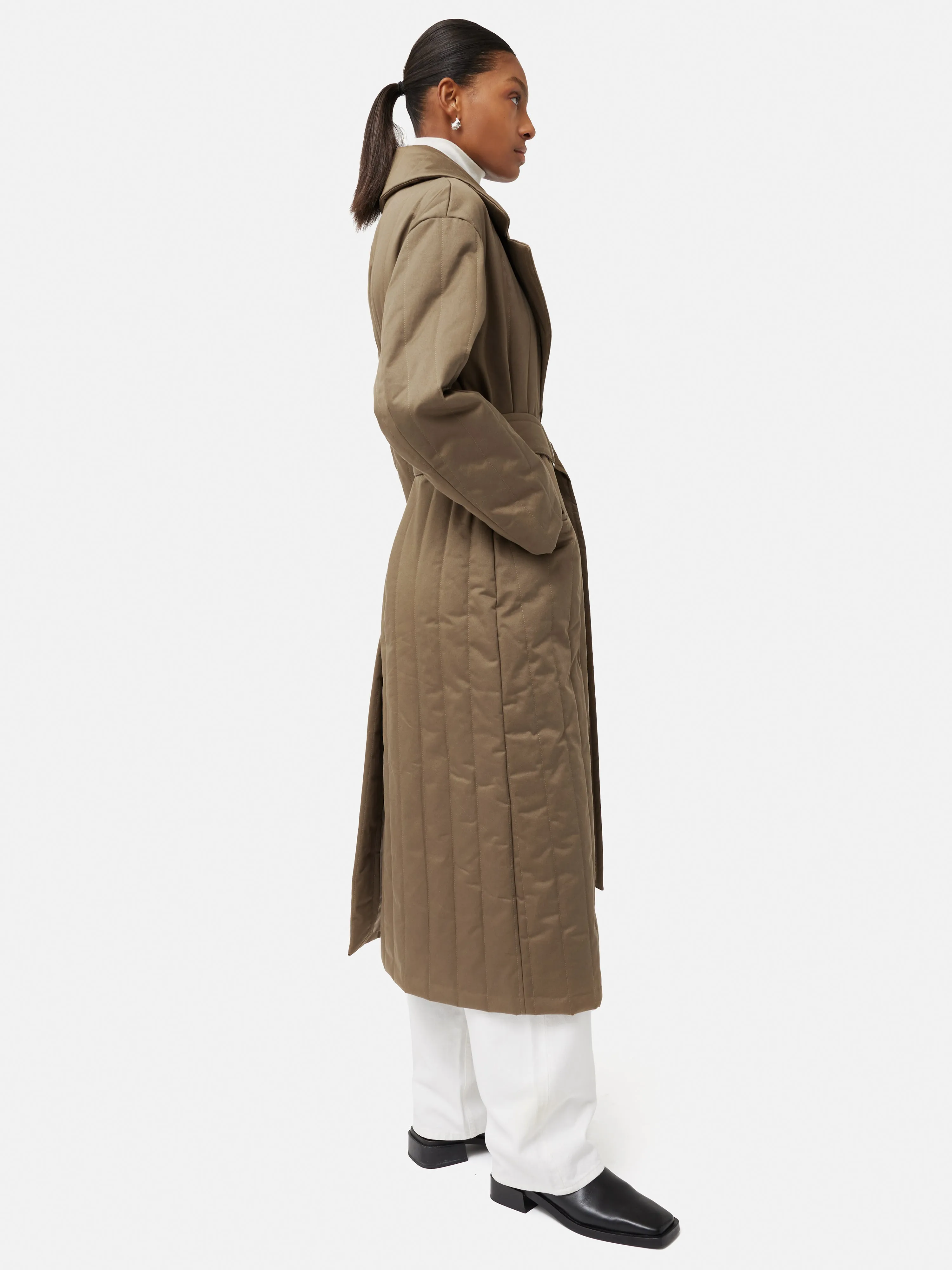 Freya Quilted Trench Coat | Khaki sold by Jigsaw product image thumbnail 5