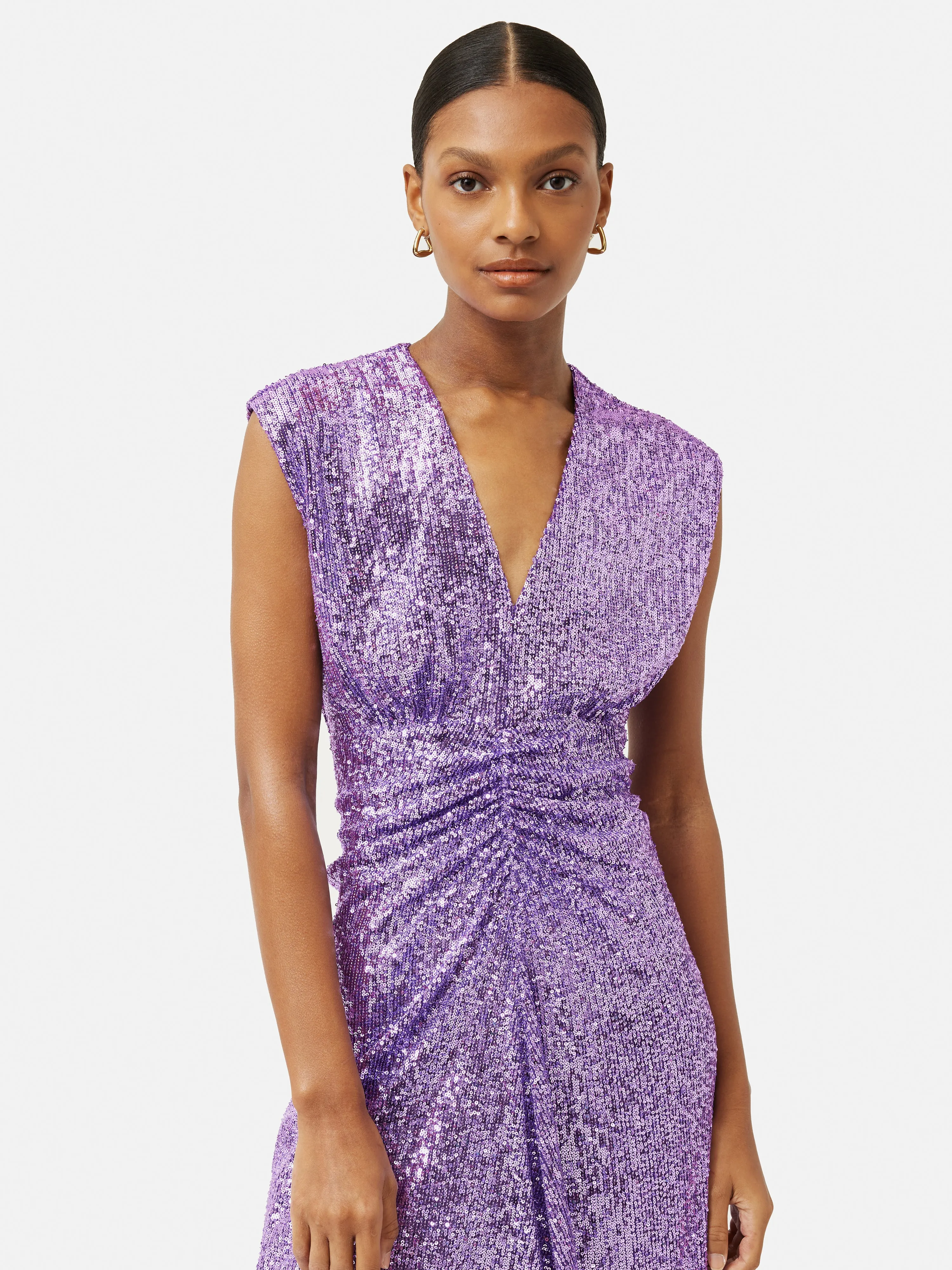 Sequin Ruched Midi Dress | Purple sold by Jigsaw product image thumbnail 4