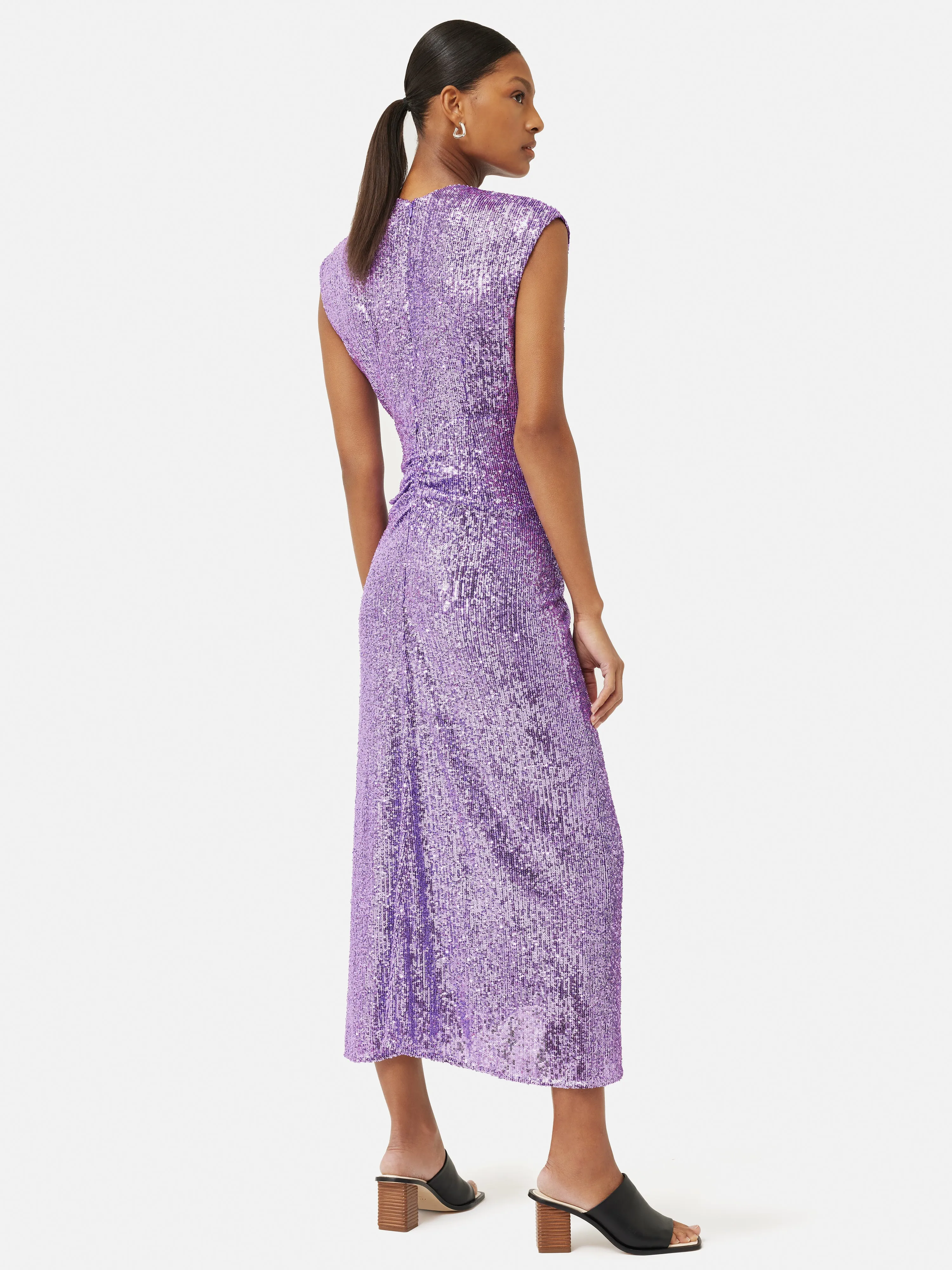 Sequin Ruched Midi Dress | Purple sold by Jigsaw product image thumbnail 5