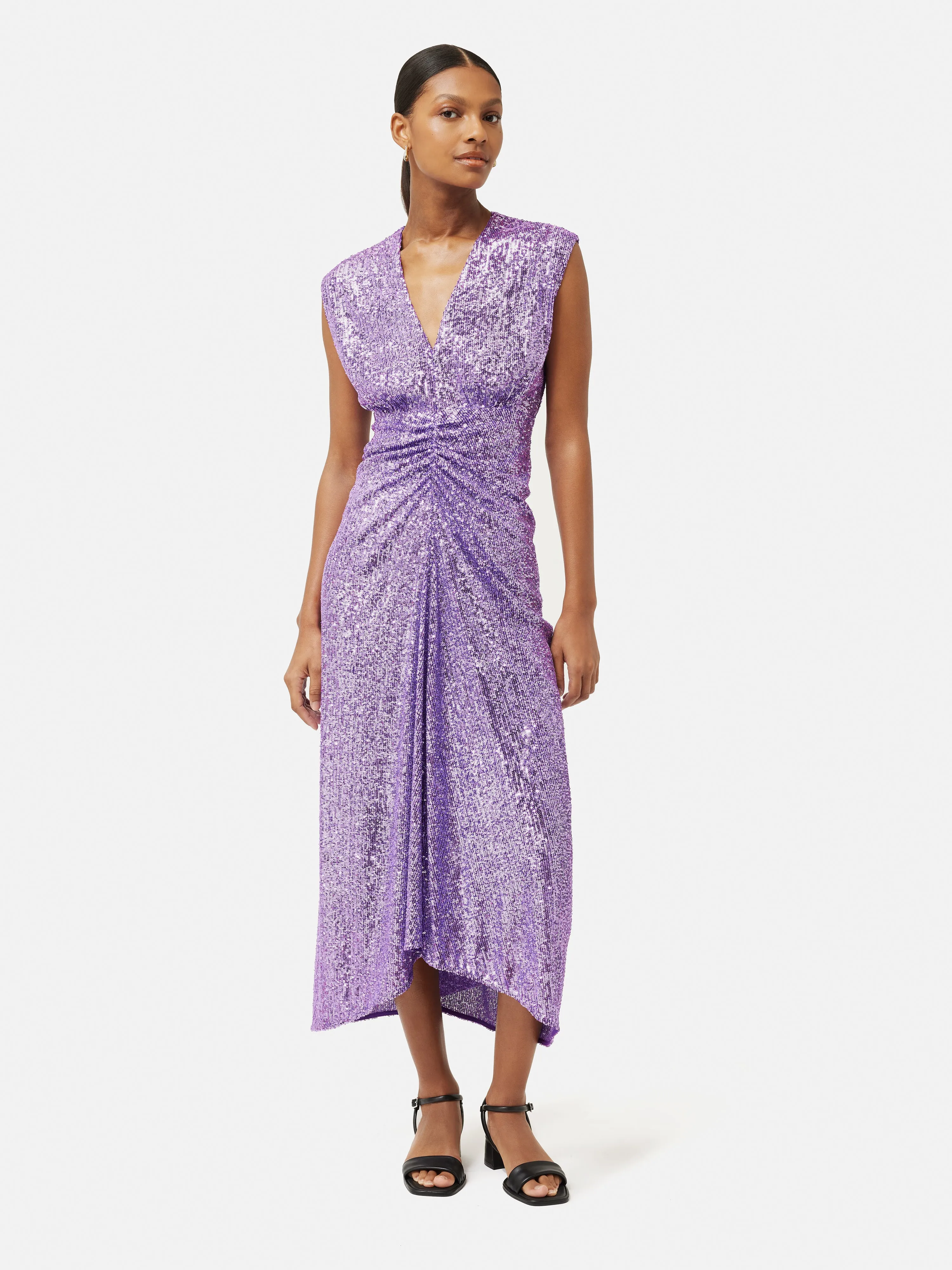 Sequin Ruched Midi Dress | Purple sold by Jigsaw product image thumbnail 3