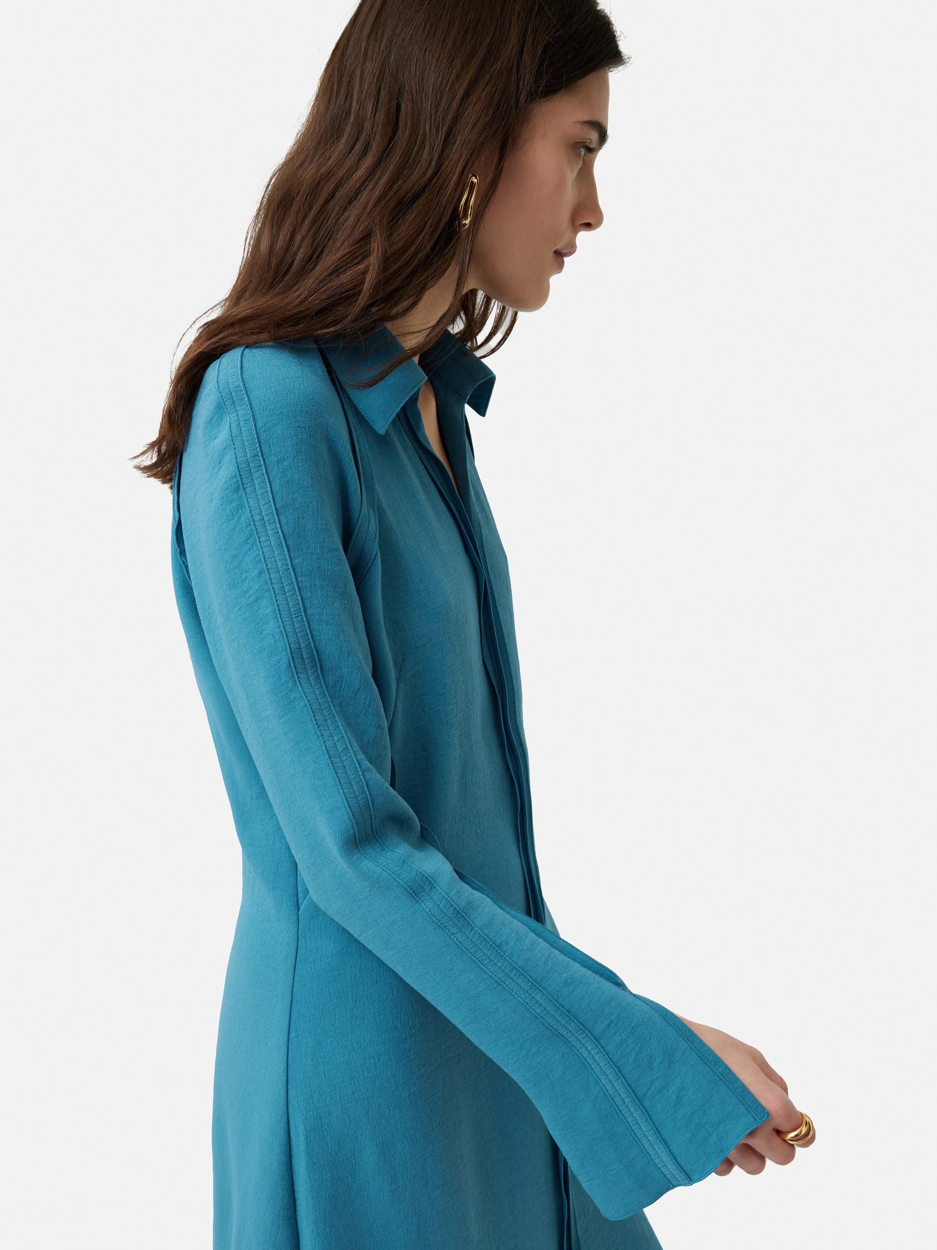 Japanese Crepe Shirt Dress | Blue sold by Jigsaw product image thumbnail 2