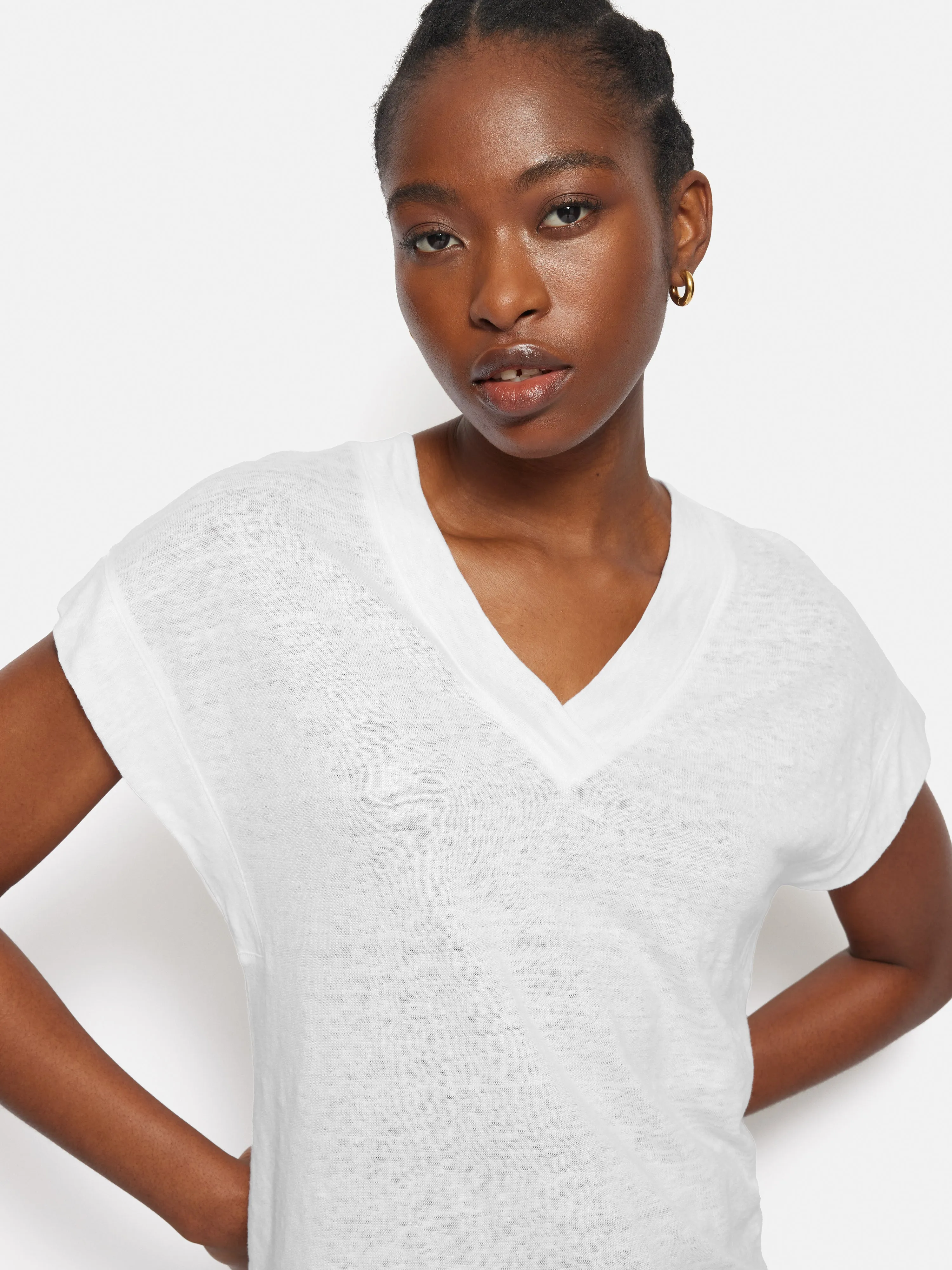 Linen V Neck Tee | White sold by Jigsaw product image thumbnail 2