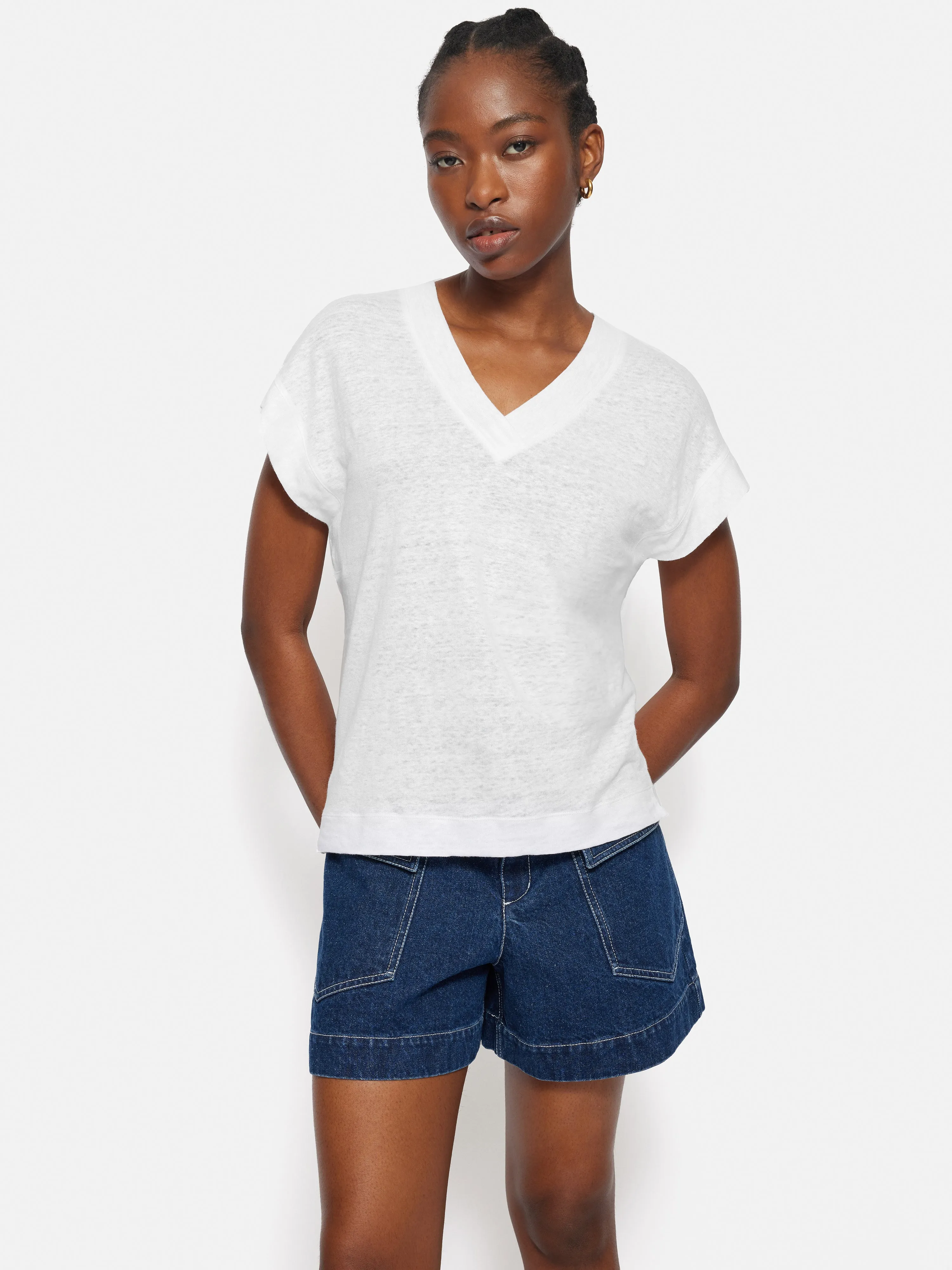 Linen V Neck Tee | White sold by Jigsaw product image thumbnail 5