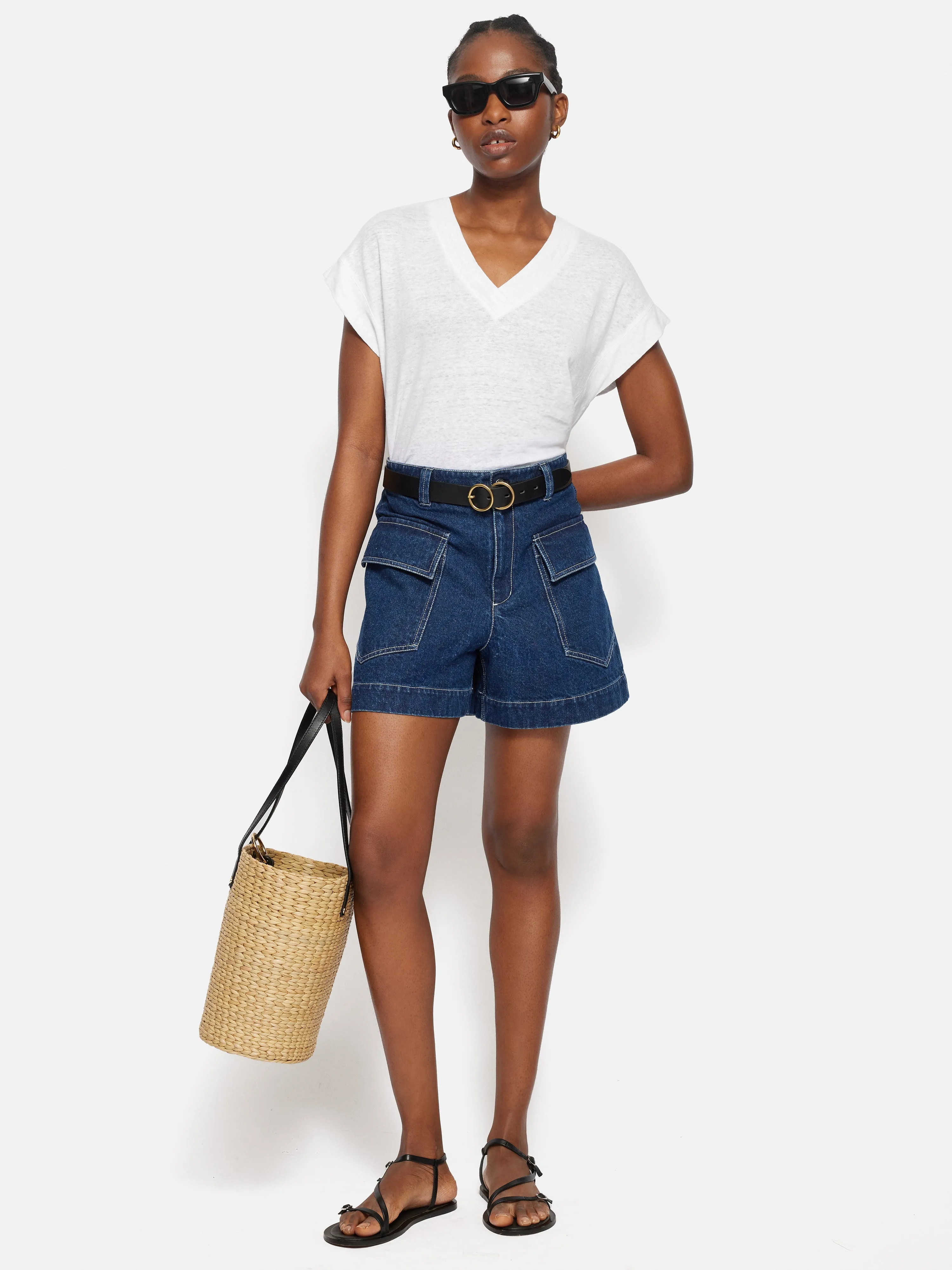 Linen V Neck Tee | White sold by Jigsaw product image thumbnail 3