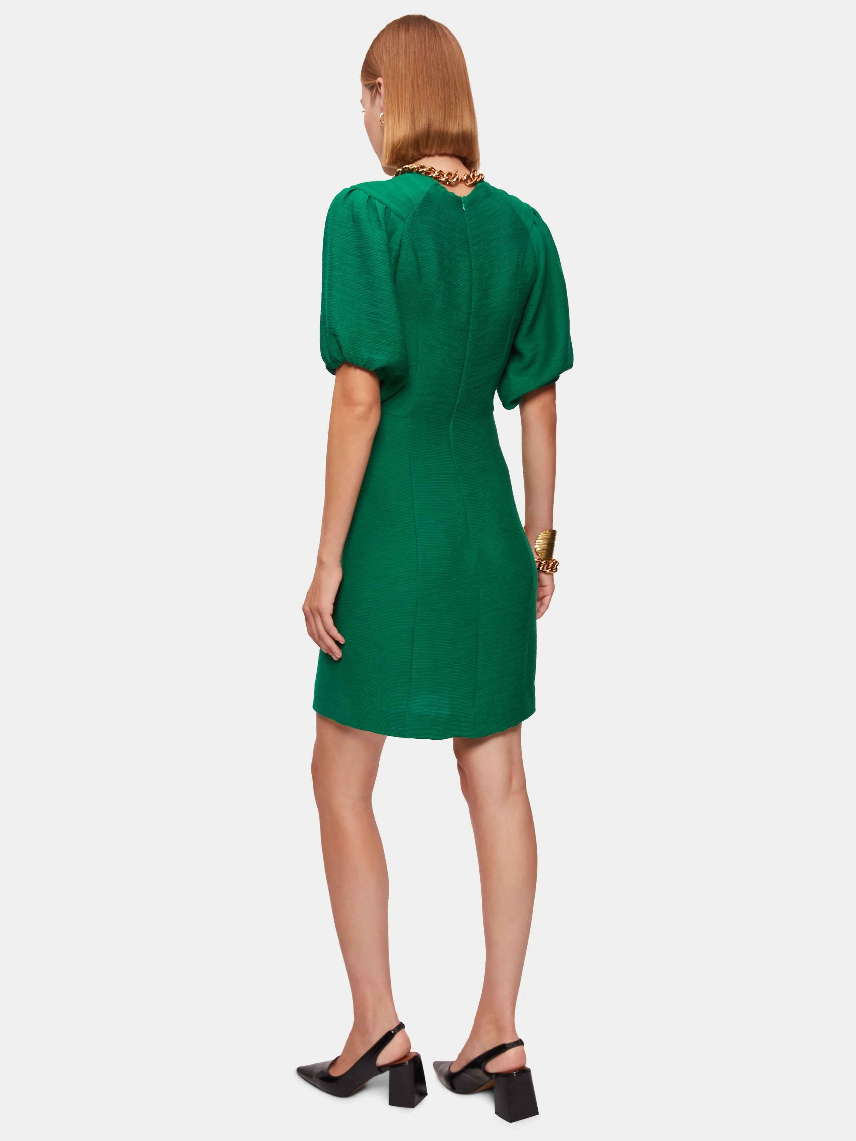 Crinkle Crepe Short Dress | Green sold by Jigsaw product image thumbnail 5