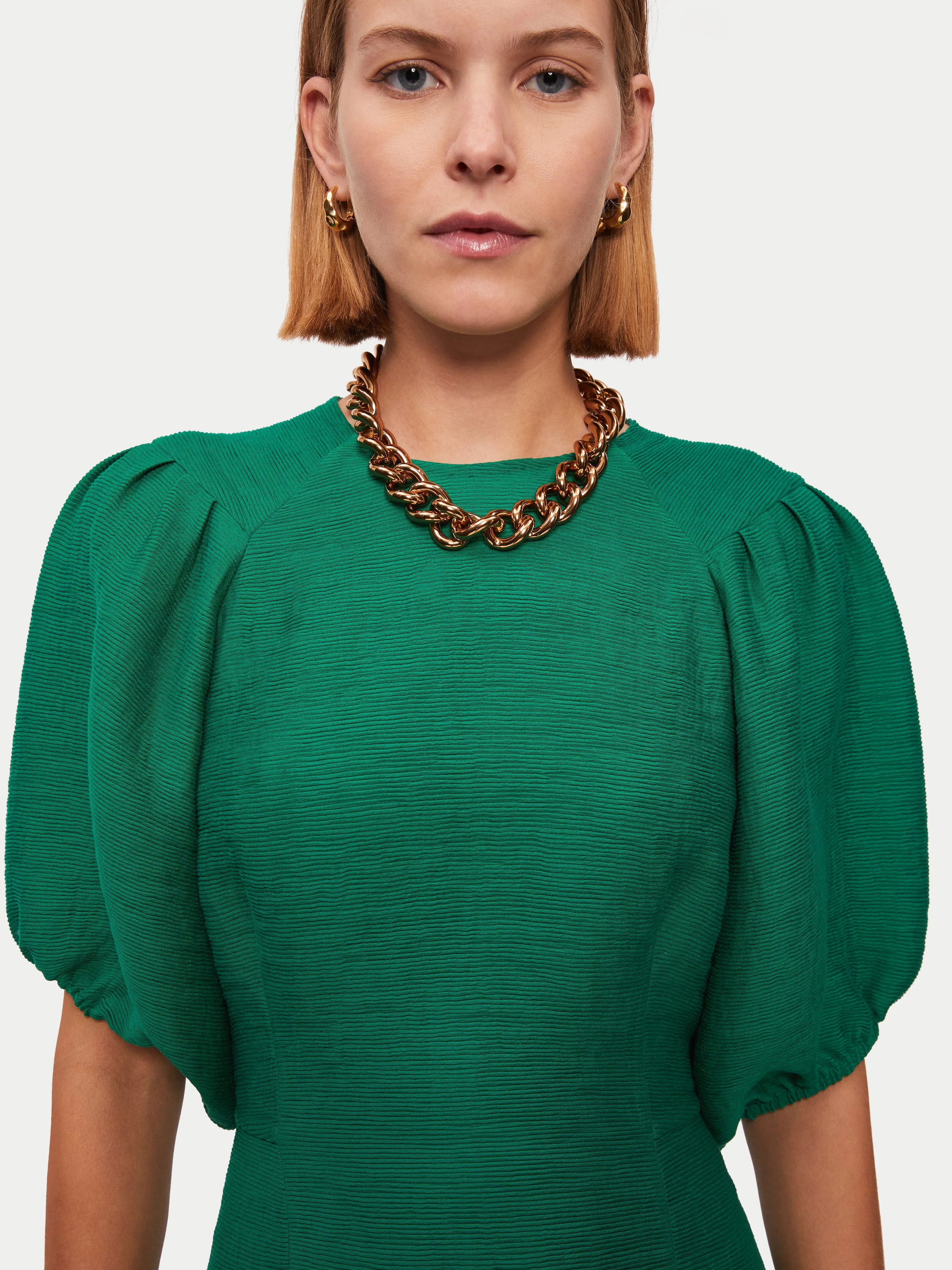 Crinkle Crepe Short Dress | Green sold by Jigsaw product image thumbnail 2