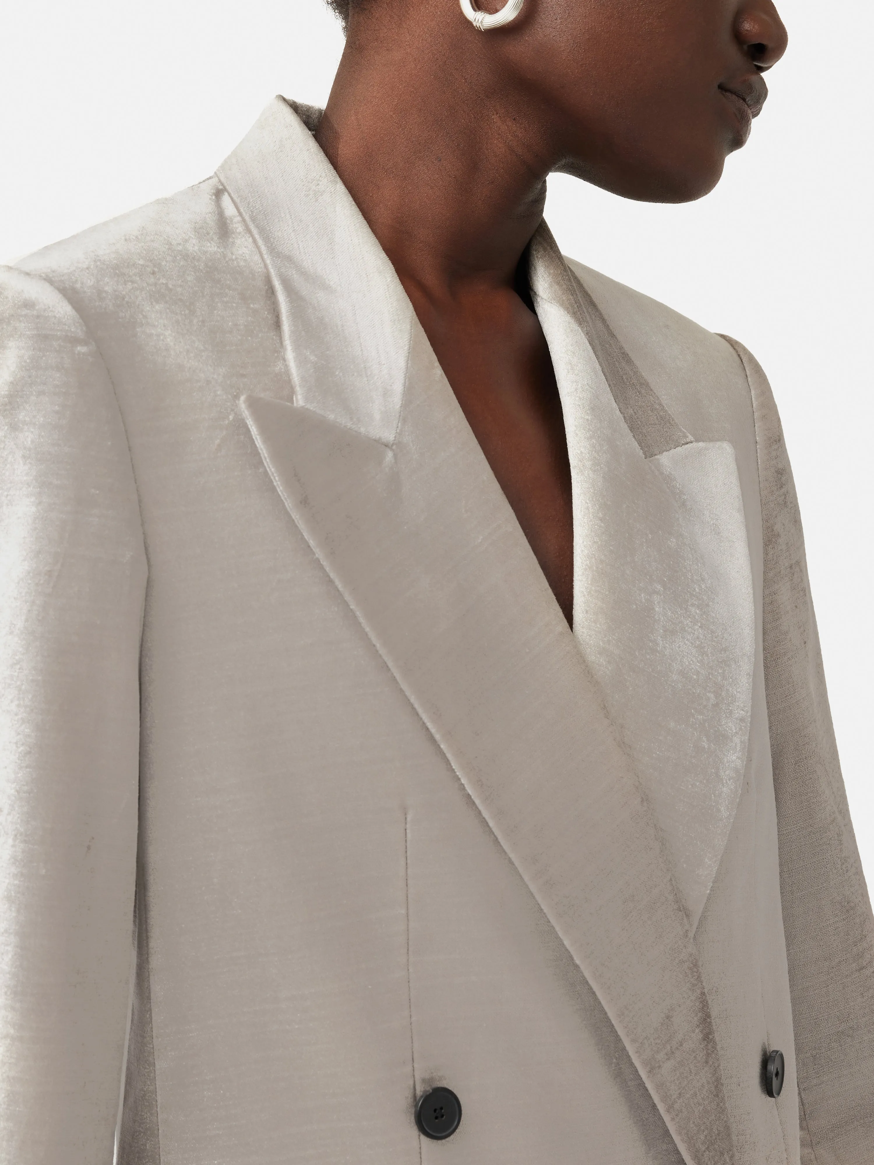 Velvet Double Breasted Blazer | Grey sold by Jigsaw product image thumbnail 3