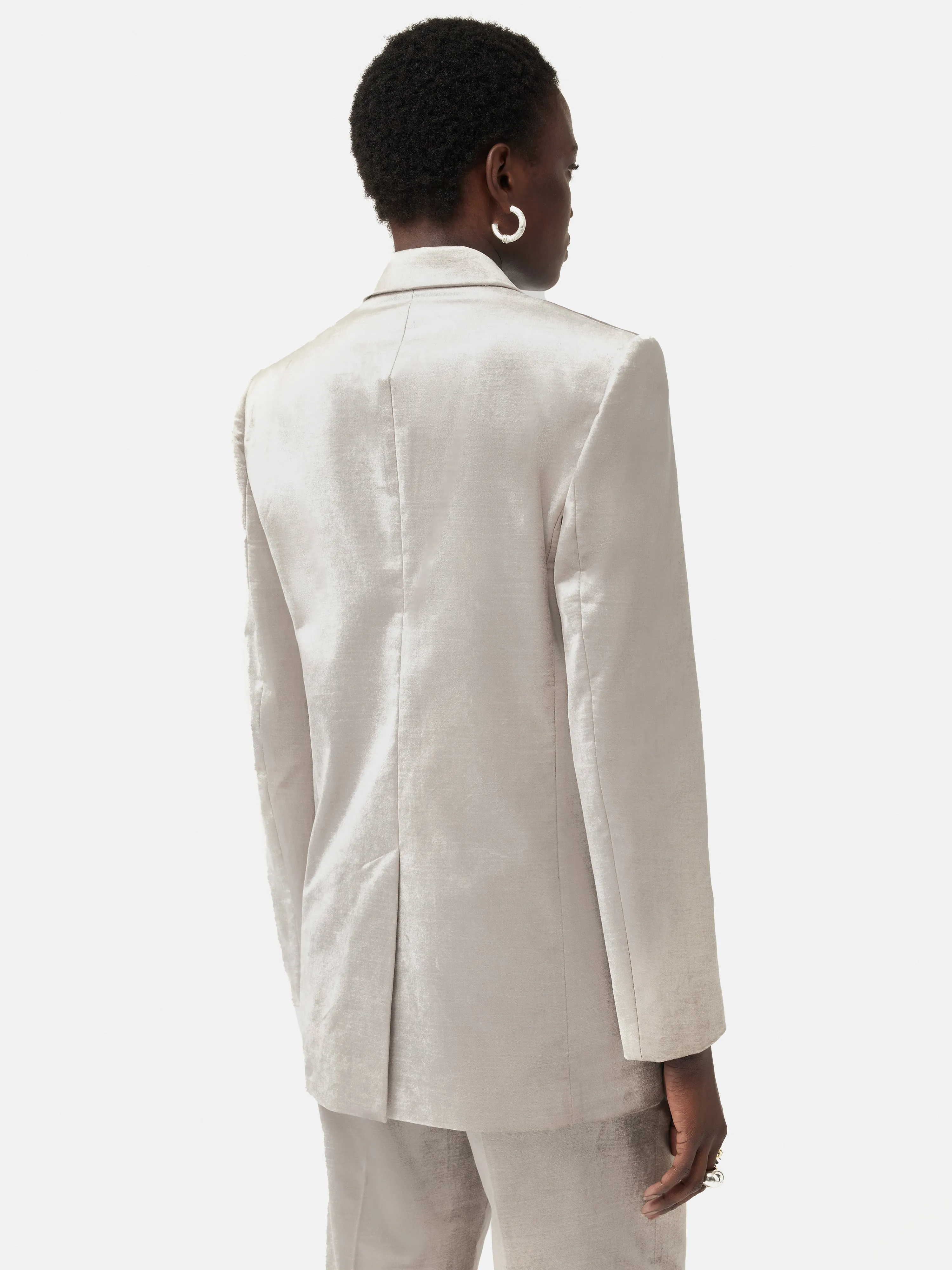 Velvet Double Breasted Blazer | Grey sold by Jigsaw product image thumbnail 5