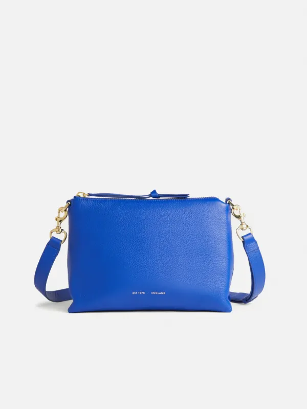 Ava Pebble Leather Crossbody | Blue sold by Jigsaw