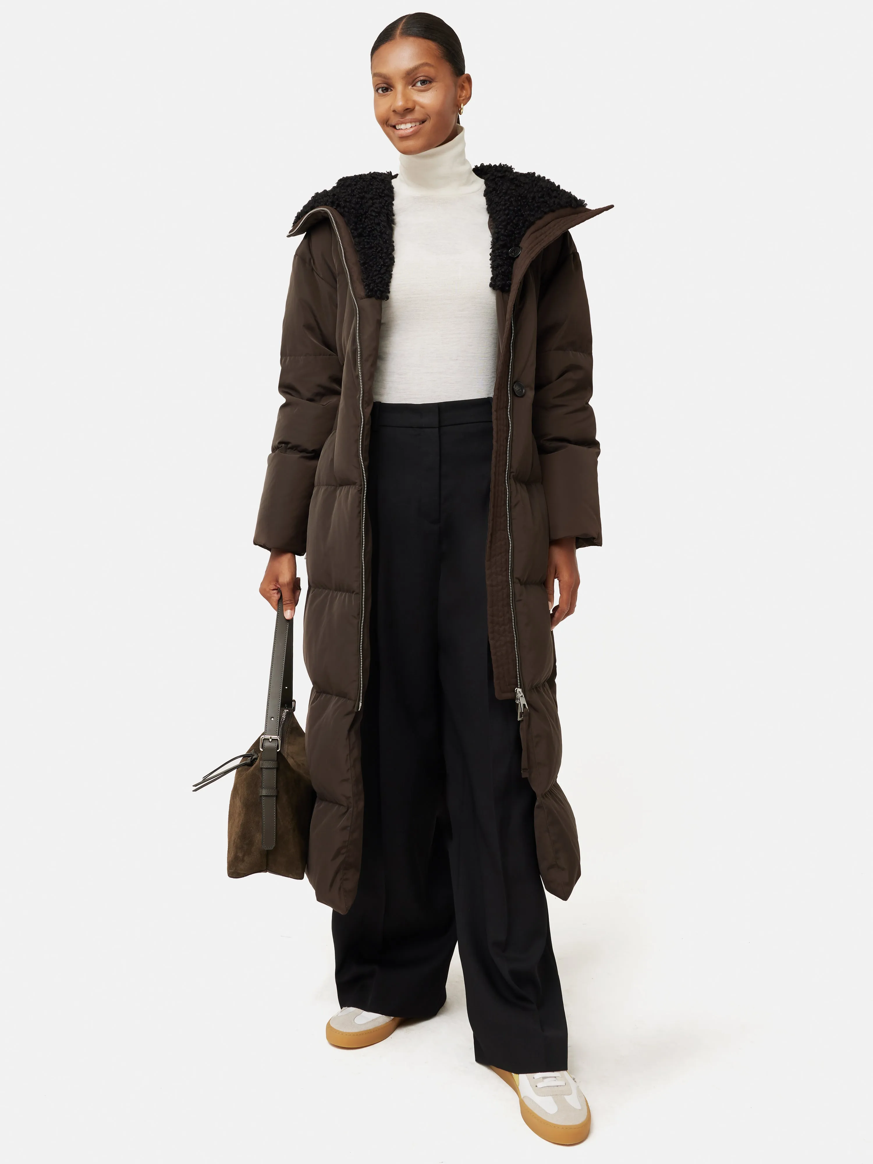 Hooded Down Maxi Puffer | Brown sold by Jigsaw product image thumbnail 3