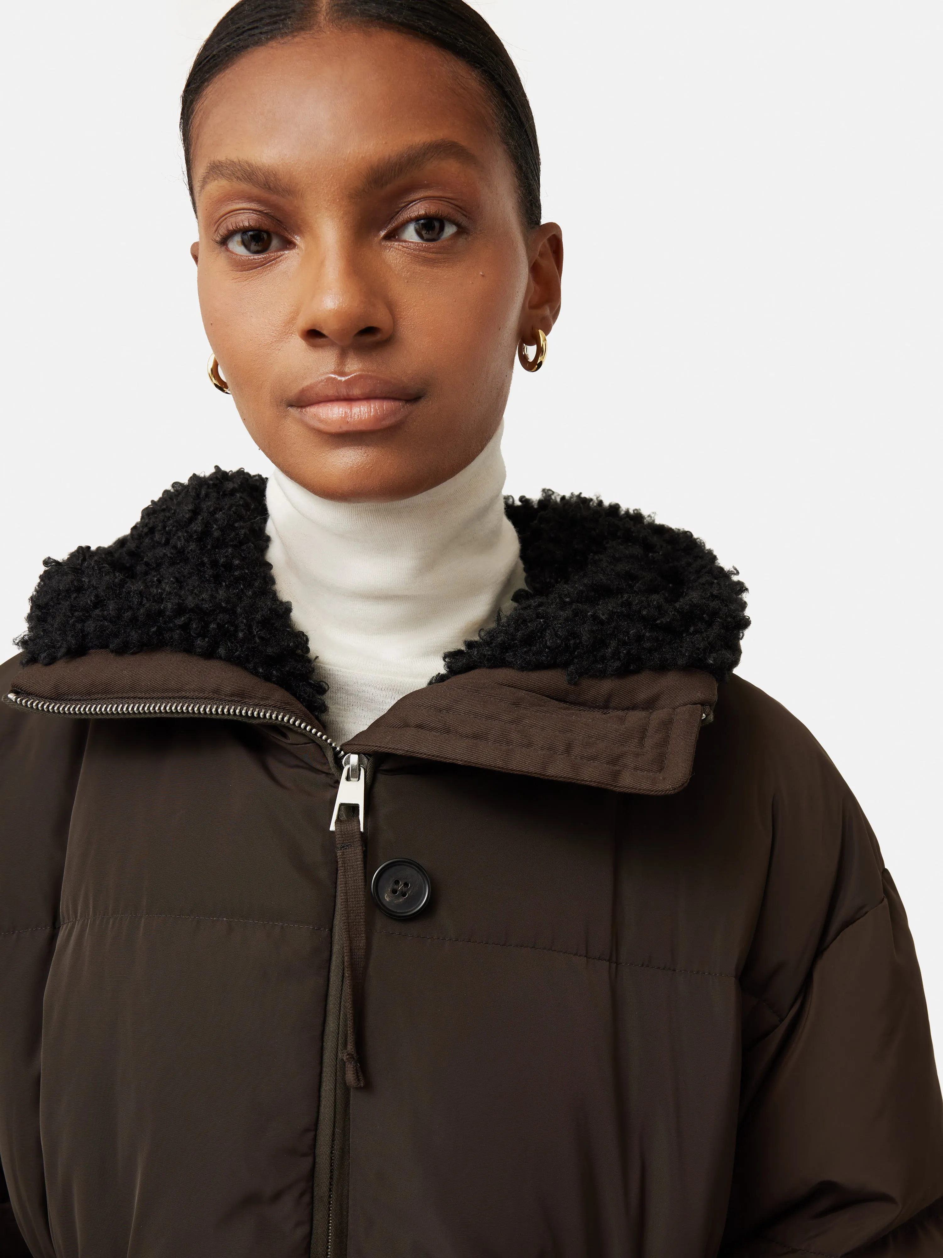 Hooded Down Maxi Puffer | Brown sold by Jigsaw product image thumbnail 2
