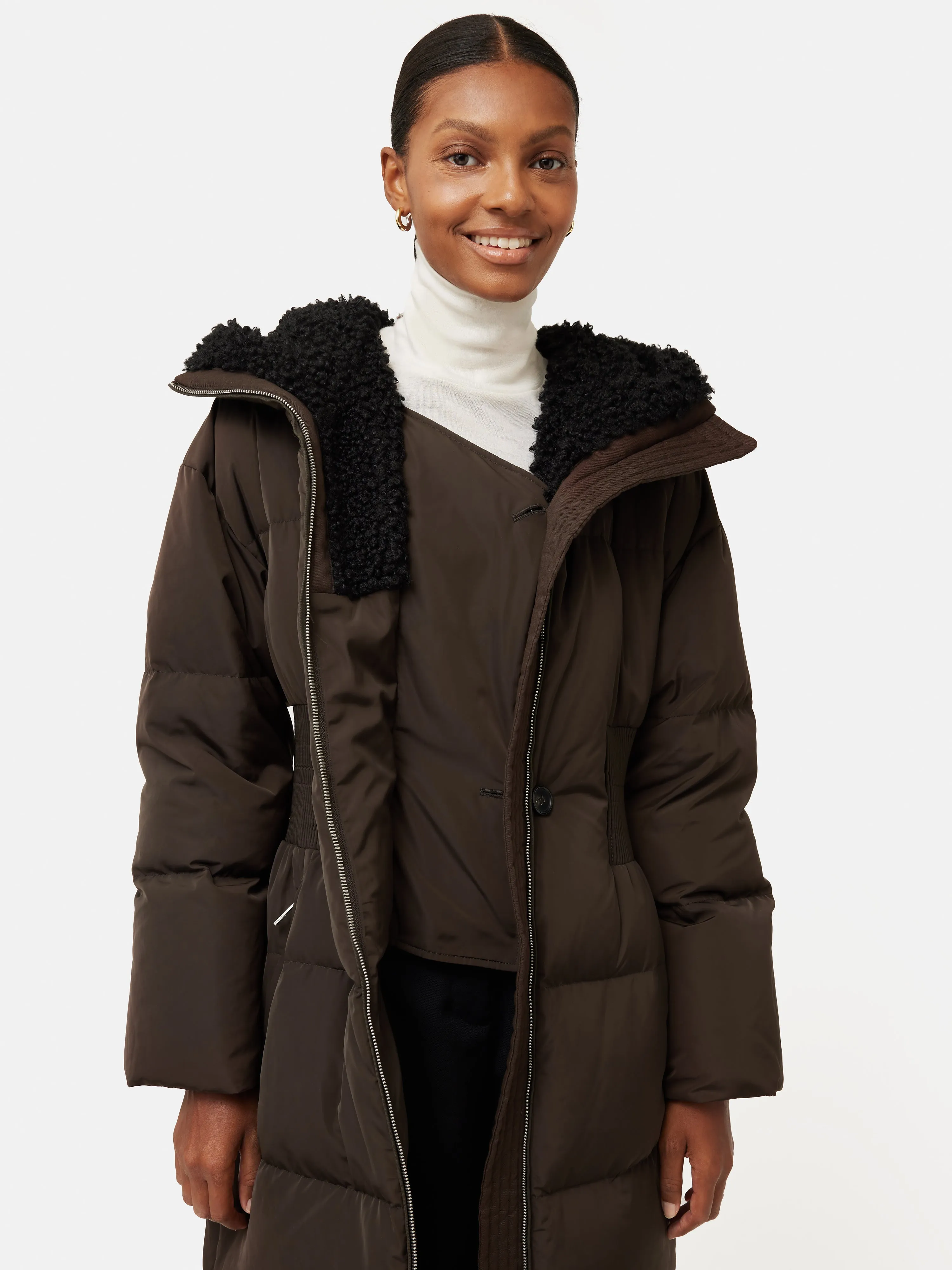 Hooded Down Maxi Puffer | Brown sold by Jigsaw product image thumbnail 4