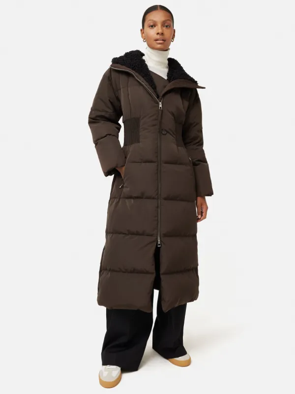 Hooded Down Maxi Puffer | Brown sold by Jigsaw
