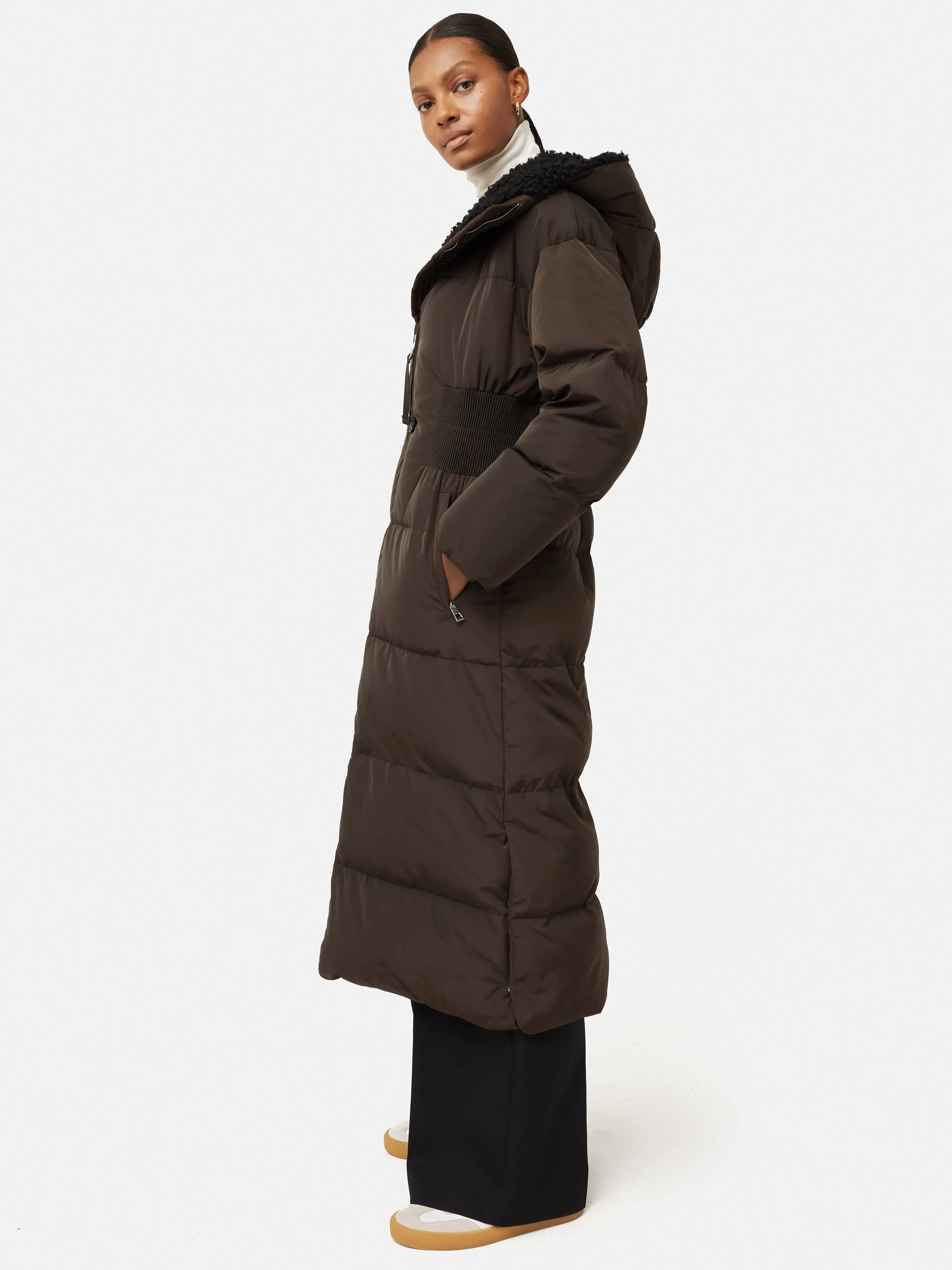 Hooded Down Maxi Puffer | Brown sold by Jigsaw product image thumbnail 5